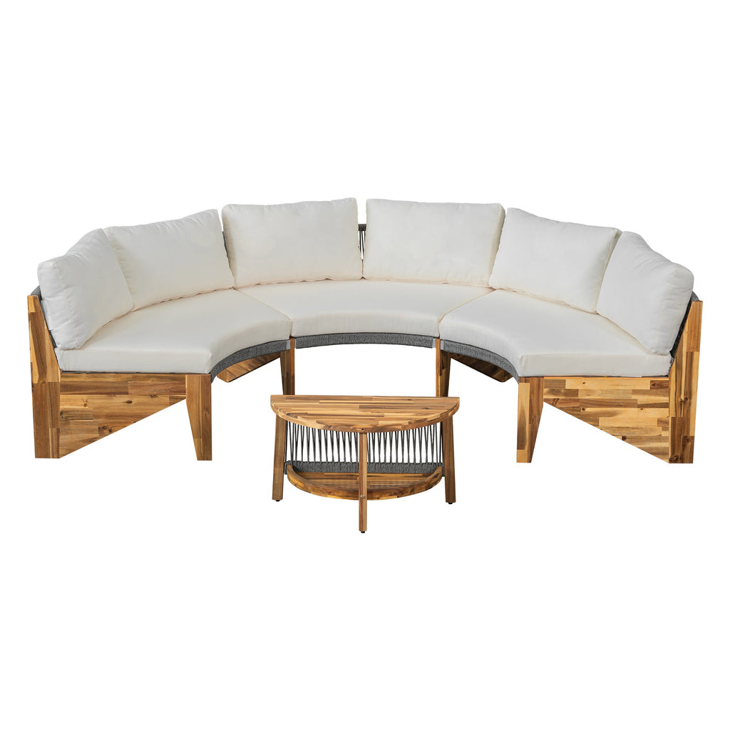U_STYLE 6 - Person Outdoor Seating Group with Cushions and A Coffee Table(old sku:WY000379AAA)
