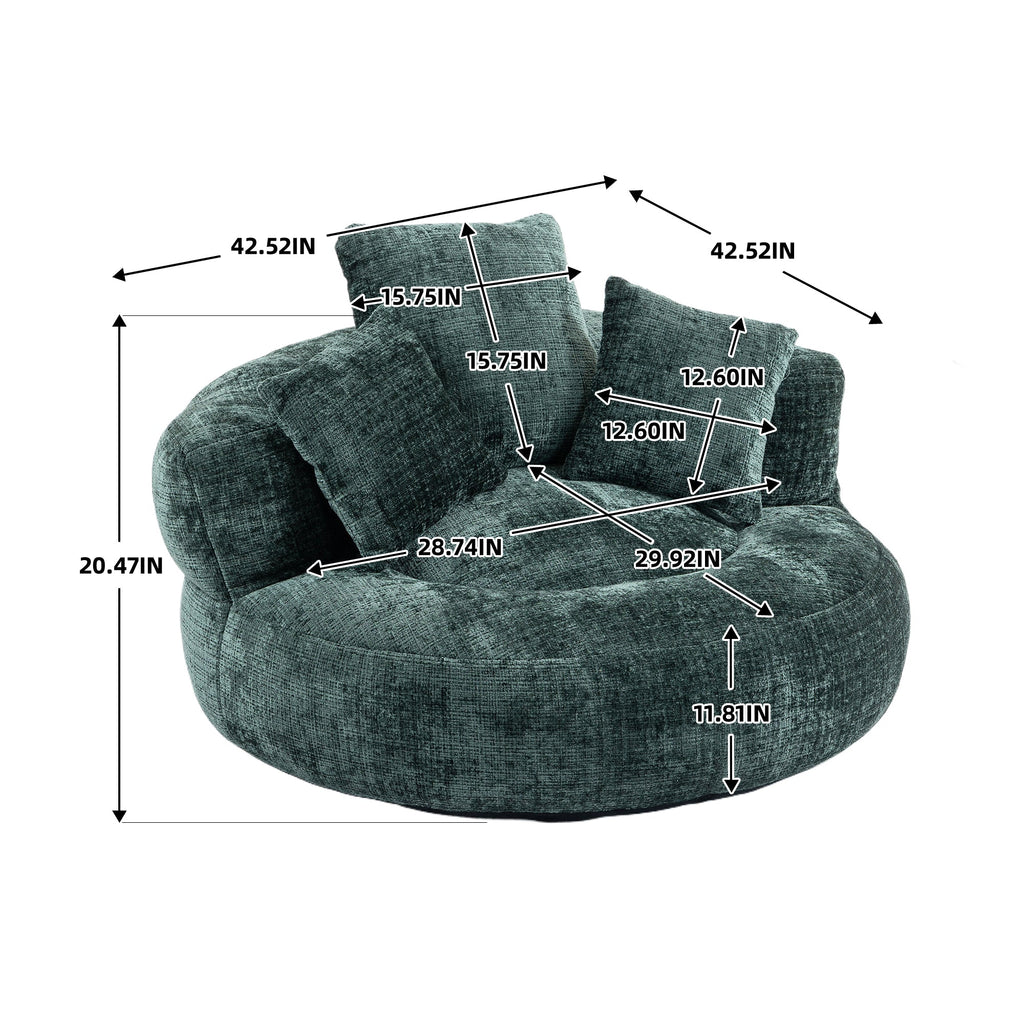 Emerald Chenille High Back Bean Bag Chair Couch with Three Pillows, Indoor & Outdoor, Single Gaming Sofa for Bedroom and Office