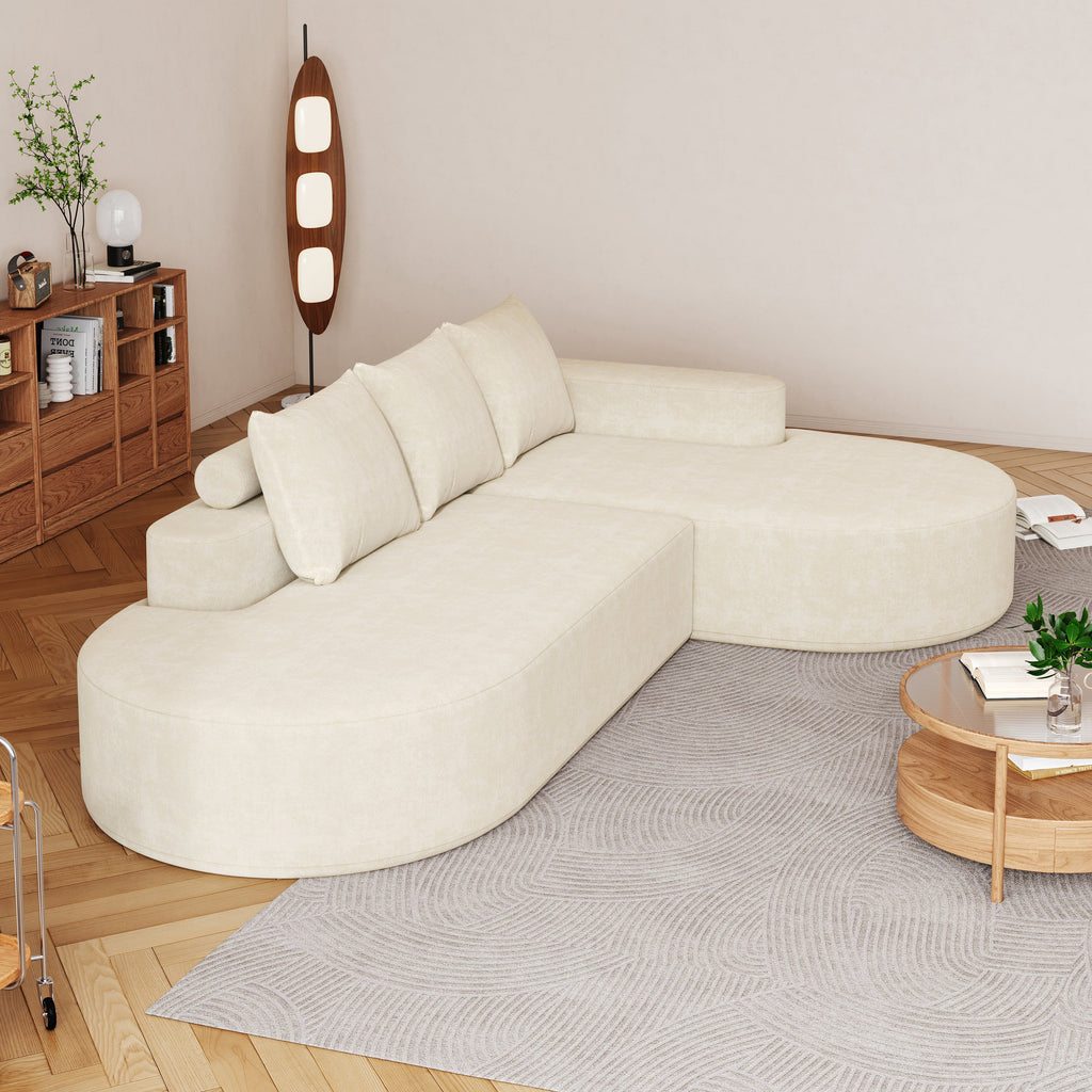 Modern Curved sofa ,Chenille Upholstered Sectional Sofa Couch Set,Modular 108.5' L Shaped Sectional Living Room Sofa Set With 3 Pillows,Free Combination Sofa Couch for Living Room,Bedroom