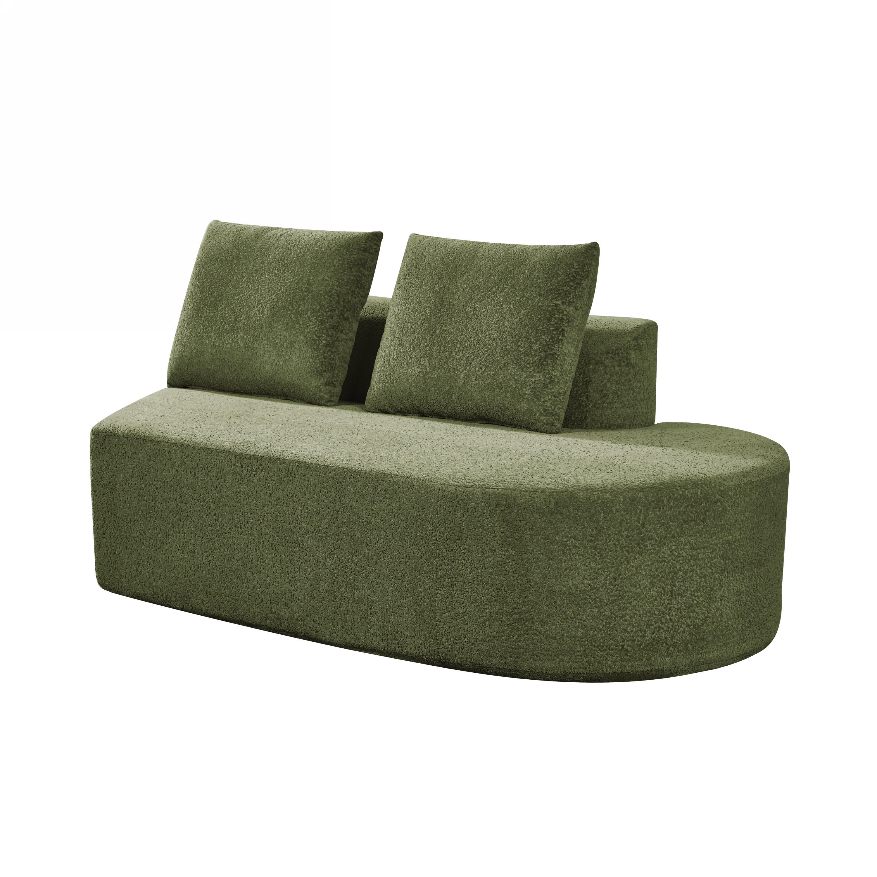 116' Modern Curved Sectional Sofa with High-Density Fully Compressed Sponge and Chaise Lounge, Pearl Upholstery, 2-Piece Set, Fully Assembled Right Hand Facing, Perfect for Living Room, Lounge