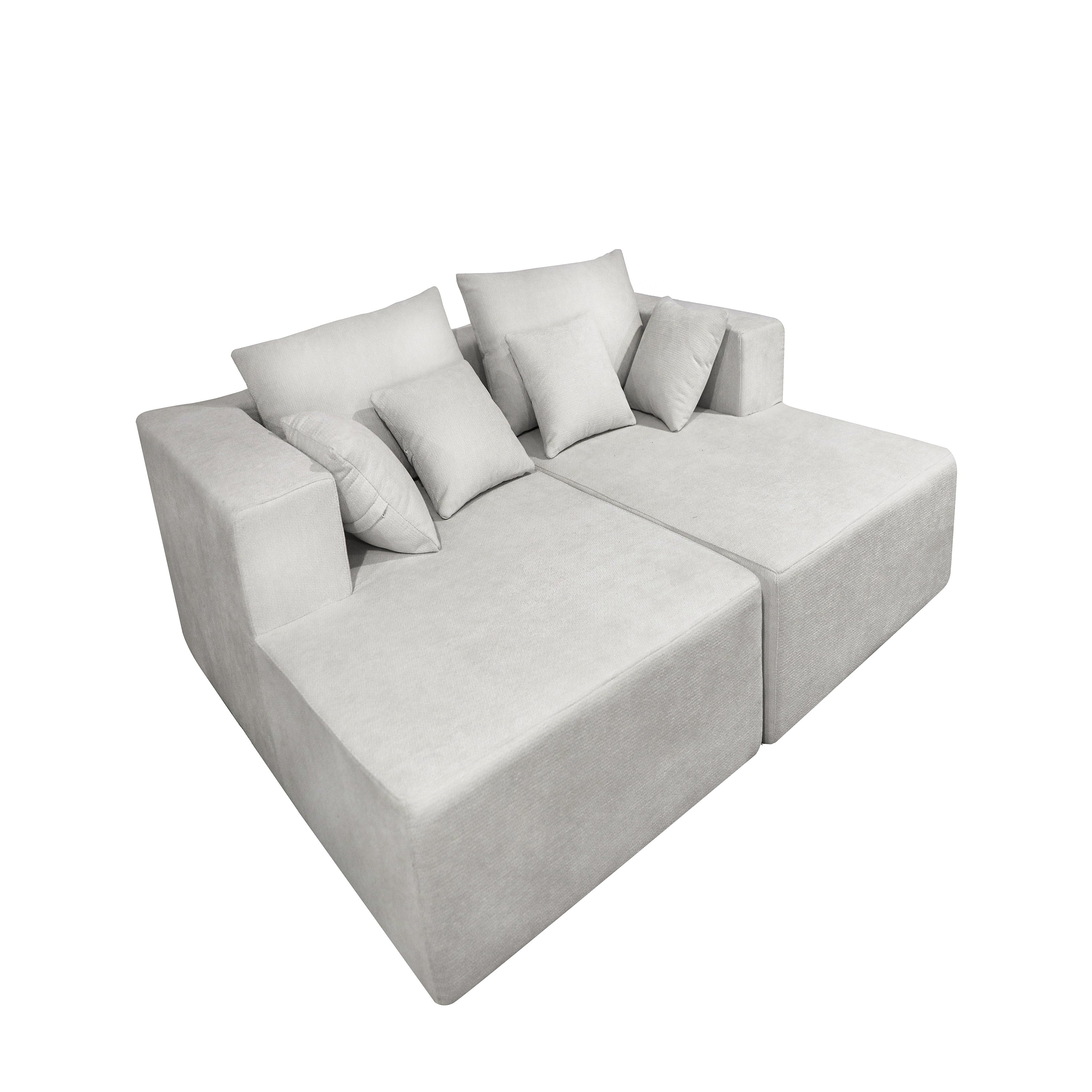 Four seater combination sofa, sofa bed, made of high-density sponge and soft linen fabric, with multiple combination methods (beige)