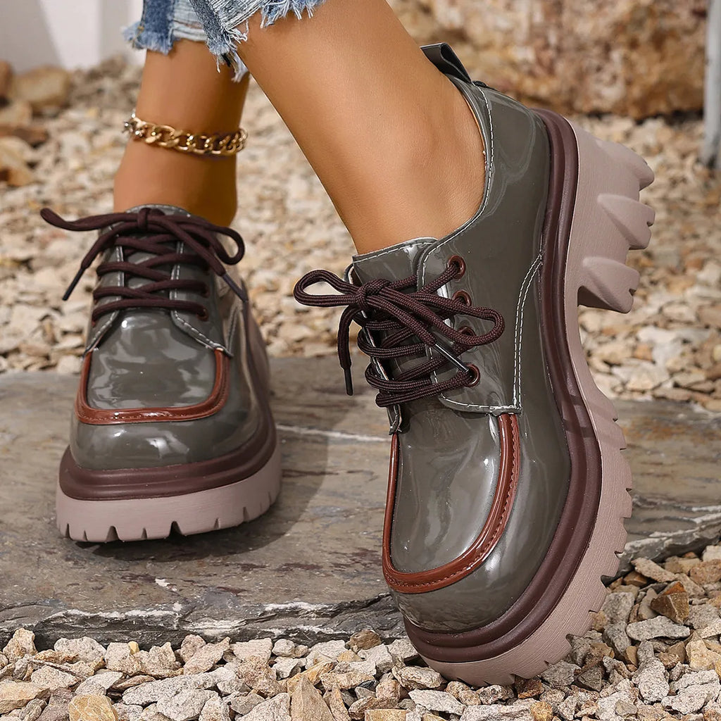 Round Toe Block Heels Loafers