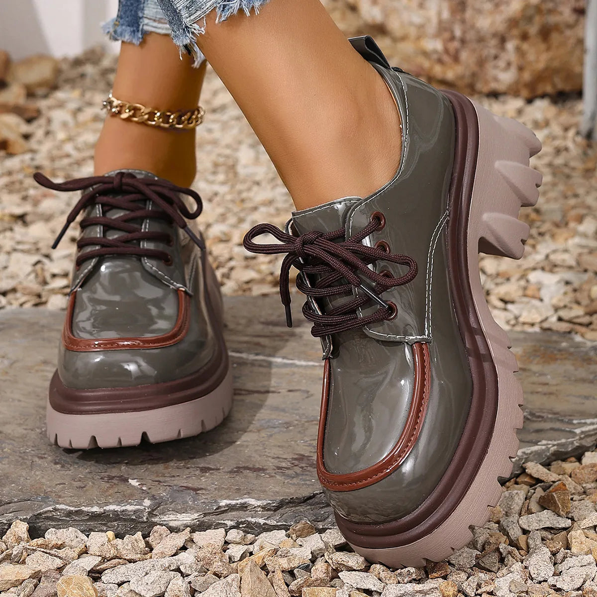 Round Toe Block Heels Loafers