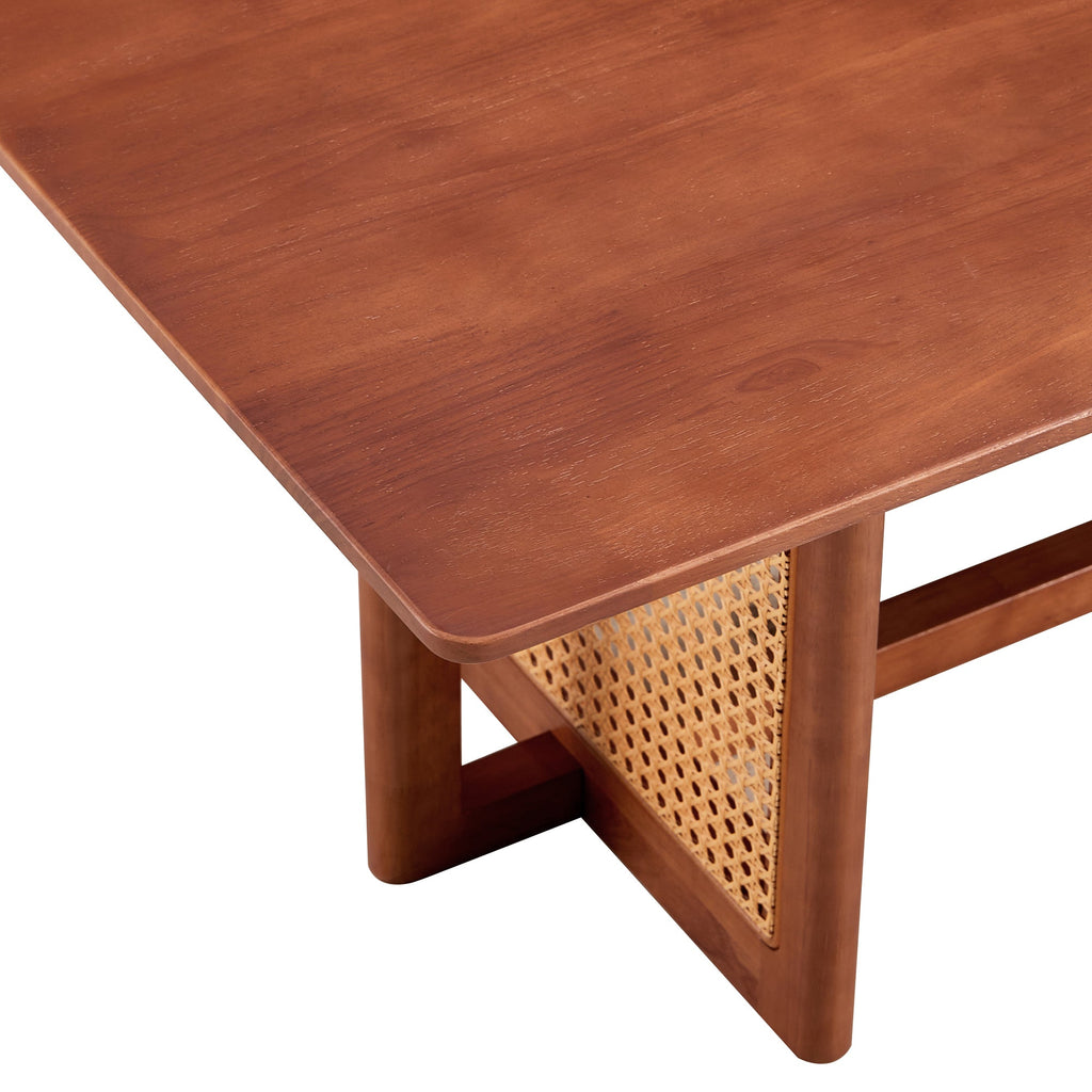 Chinese style log wind Imitation rattan Walnut color tea table rectangular solid wood coffee low table small family living room tea table