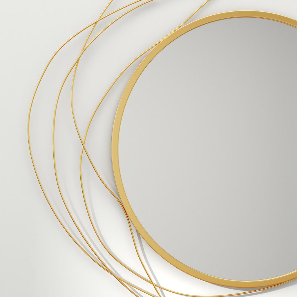 HOMCOM Metal Wall Art Modern Mirror Decor Home Hanging Wall Sculptures for Living Room Bedroom Dining Room, Gold