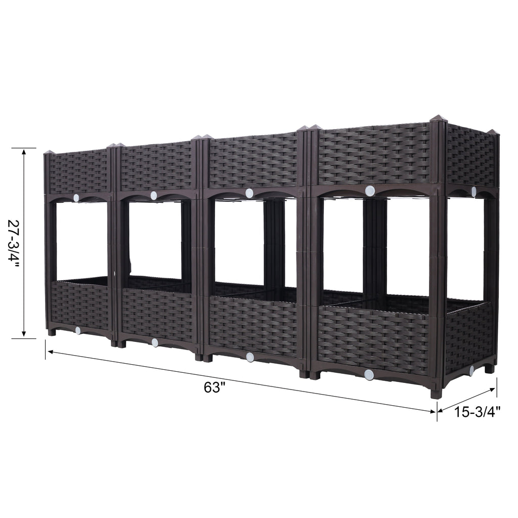 Planter Raised Beds - Elevated Planter Garden Box with Drainage Plug Raised Garden Beds for Vegetable/Flower/Herb Outdoor Standing Planter Beds Gardening Kit,Brown,63'x15.7'x27.7'