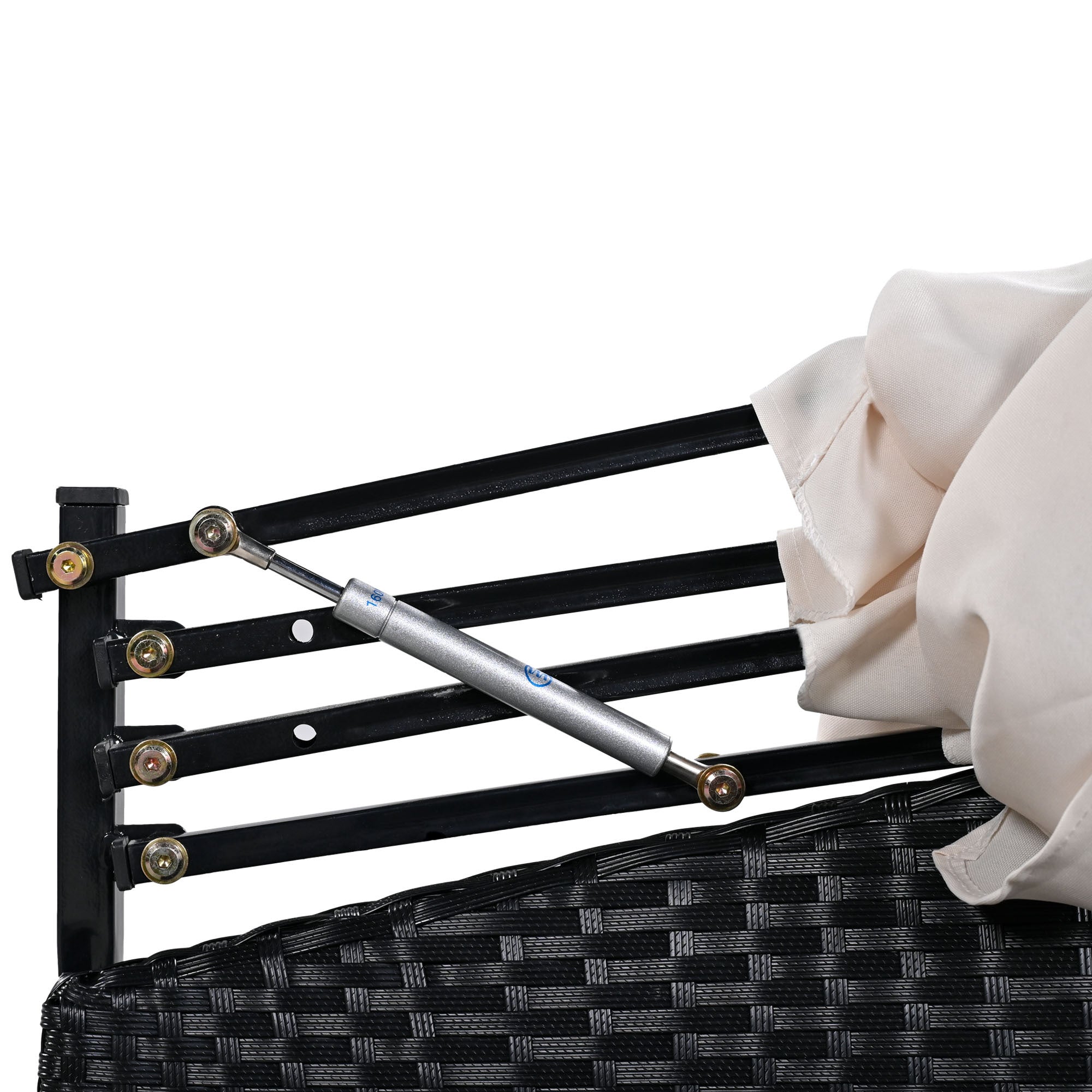 GO Outdoor rattan daybed sunbed with Retractable Canopy Wicker Furniture, Round Outdoor Sectional Sofa Set, black Wicker Furniture Clamshell Seating with Washable Cushions, Backyard, Porch, Beige
