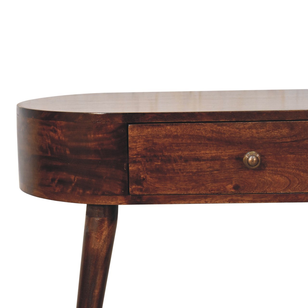 Solid Wood Honey Caramel Rounded Small Console Table