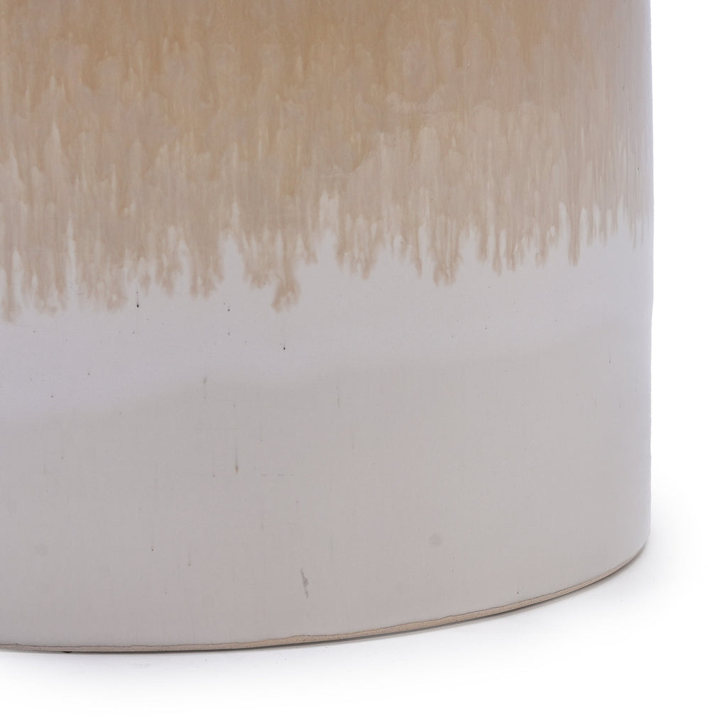 Set of 2 Gradient Ceramic Flowerpot, Modern Planter for Patio, Garden, Windowsill - White Brown