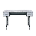 Rectangular Computer Desk with 2 Drawers, Antique White and Black