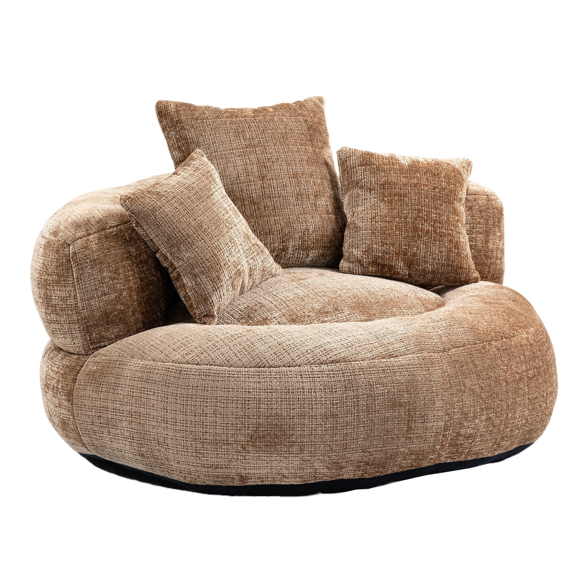 Lazy Sofa Durable Comfort Lounger High Back Bean Bag Chair with Three Pillows, Coffee Chenille, 42.52 inches