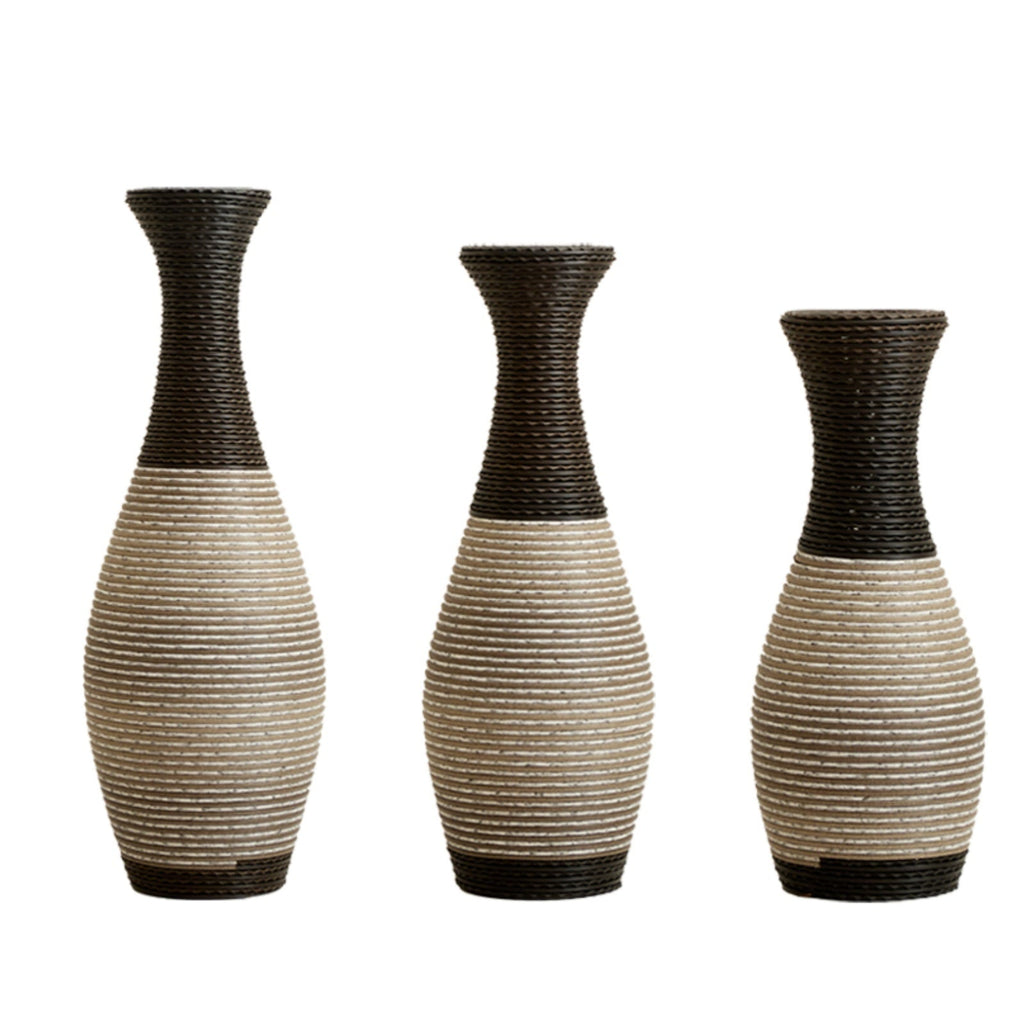 Desktop Vase, Brown Decorative Floor Vase, Classic and Neat Floor Vase, High Independent Flower Stand, Artificial Vine Vase, PVC Floor Vase, Home Decoration Flower Stand Set of 3 pieces