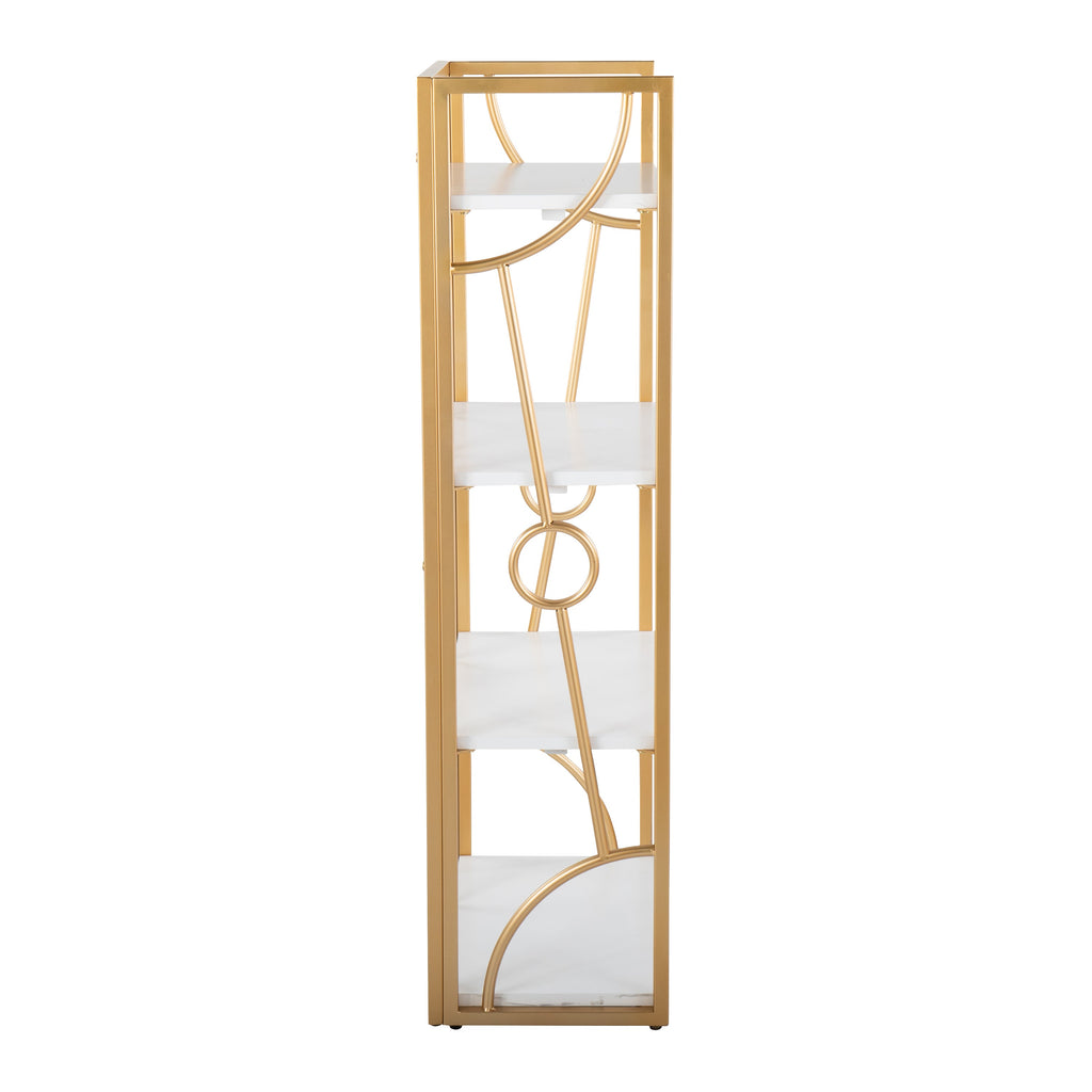 Constellation Contemporary Bookcase in Gold Metal and White Wood by LumiSource