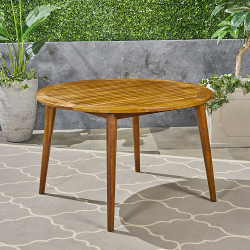 Outdoor Dining Set – Premium Acacia Wood Stamford Table & Wicker Chairs with Cream Cushion for Comfortable Dining Experience,Suitable for large gatherings(1 Table + 4 Chairs)