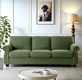 Soft Velvet Sofa, Upholstered 3 Seater Couch with High-Density Foam, Loose Back Cushions and Solid Wood Turned Legs, Chic Living Room Furniture for Home, Apartment and Office, Green