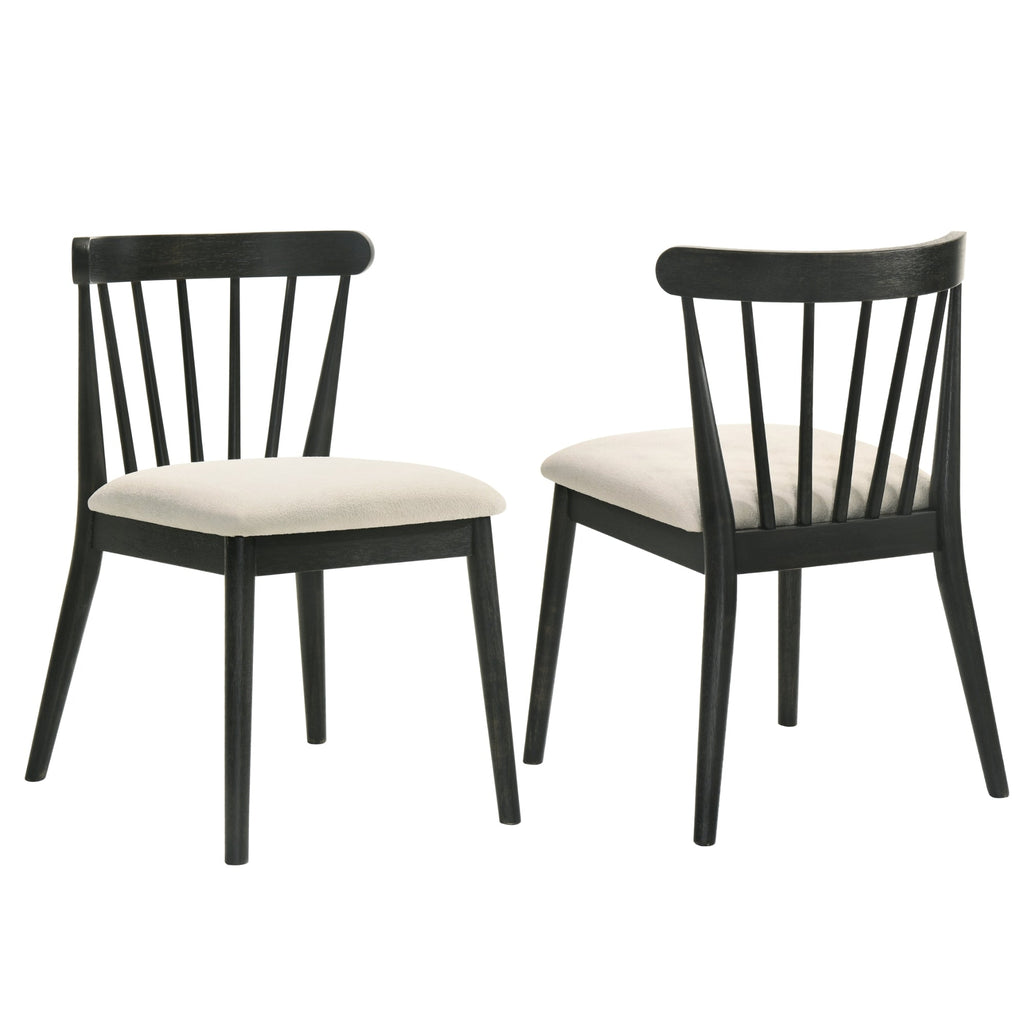 Set of 2 Dining Side Chairs, Solid Wood Frame, Rustic Farmhouse Style, Easy Assembly