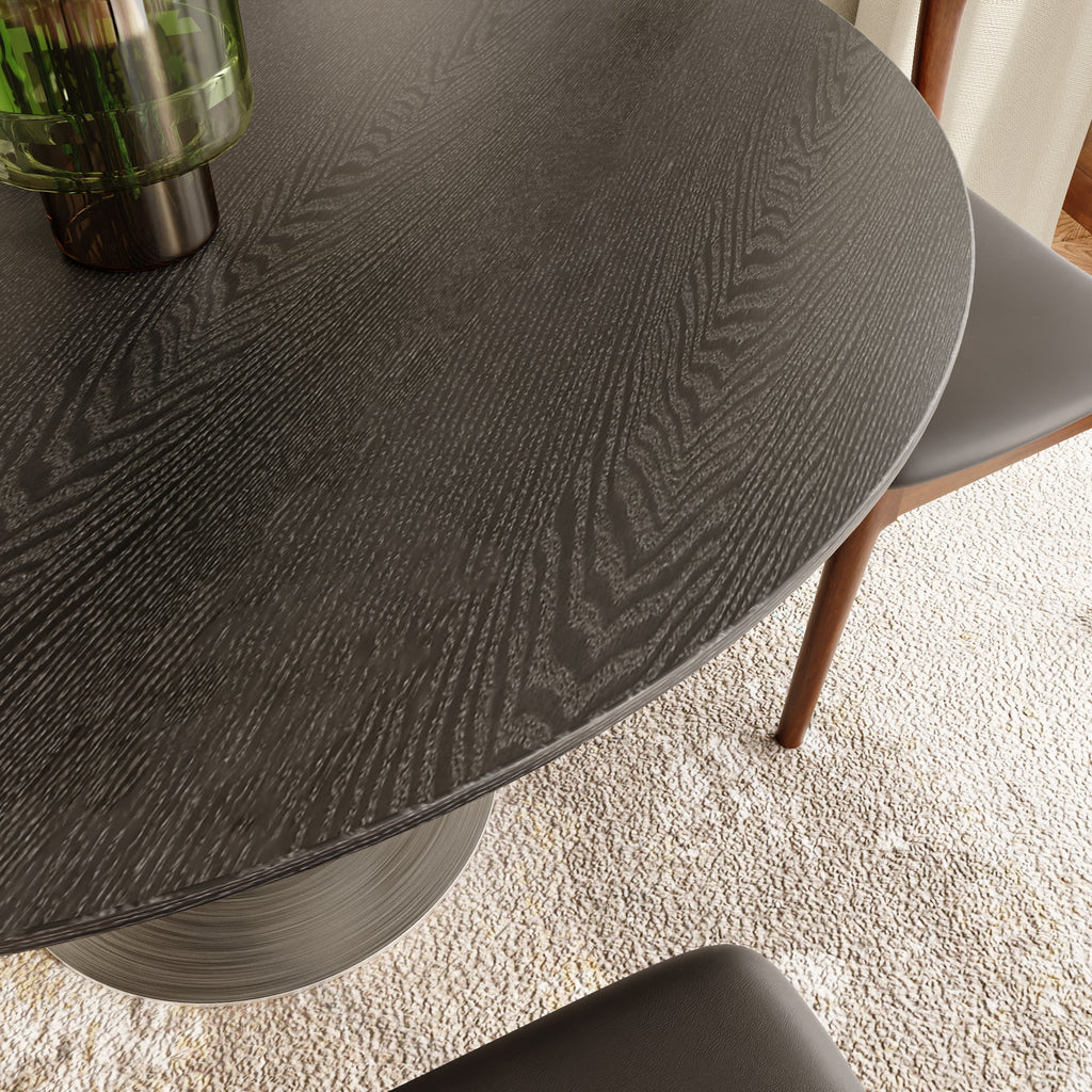 43' Modern Round Dining Table - Black Solid Wood Tabletop, Small Kitchen Table For 2-4 Person