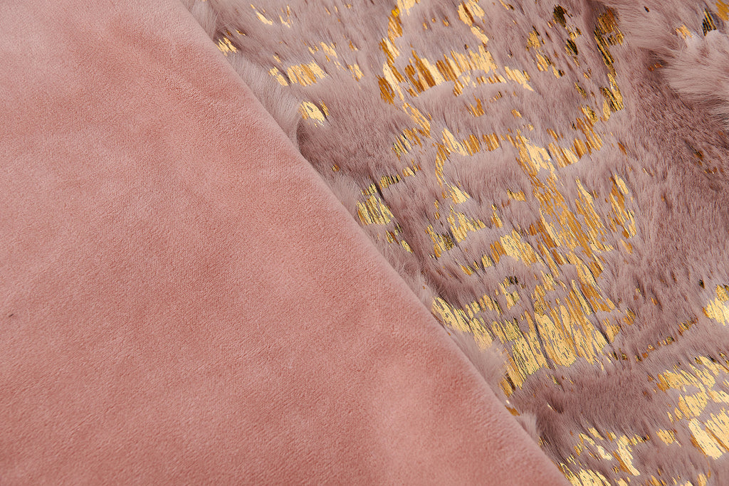 Luxury Chinchilla Faux Fur Gilded Dust Pink Pillow (20 In. x 20 In.)