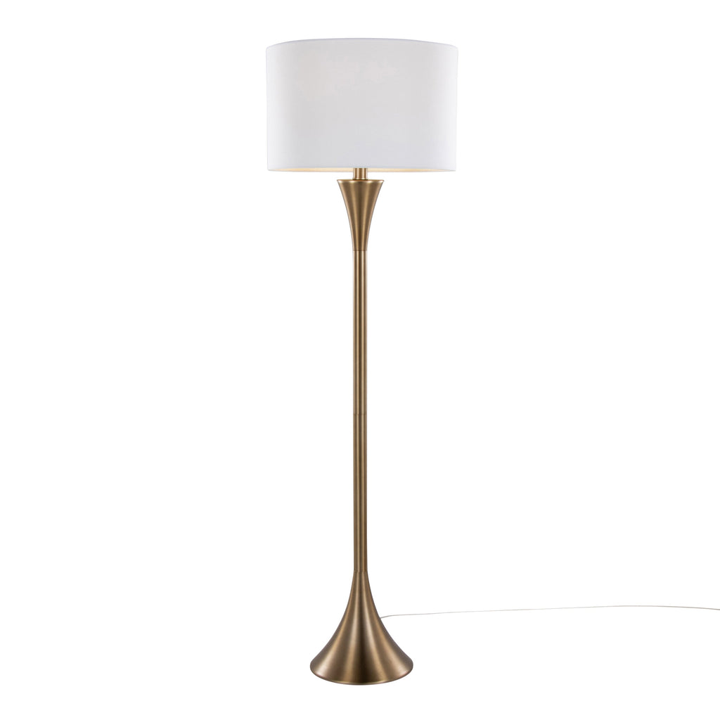 Lenuxe 65' Contemporary Metal Floor Lamp in Matte Golden Bronze Metal and White Linen from Grandview Gallery by LumiSource
