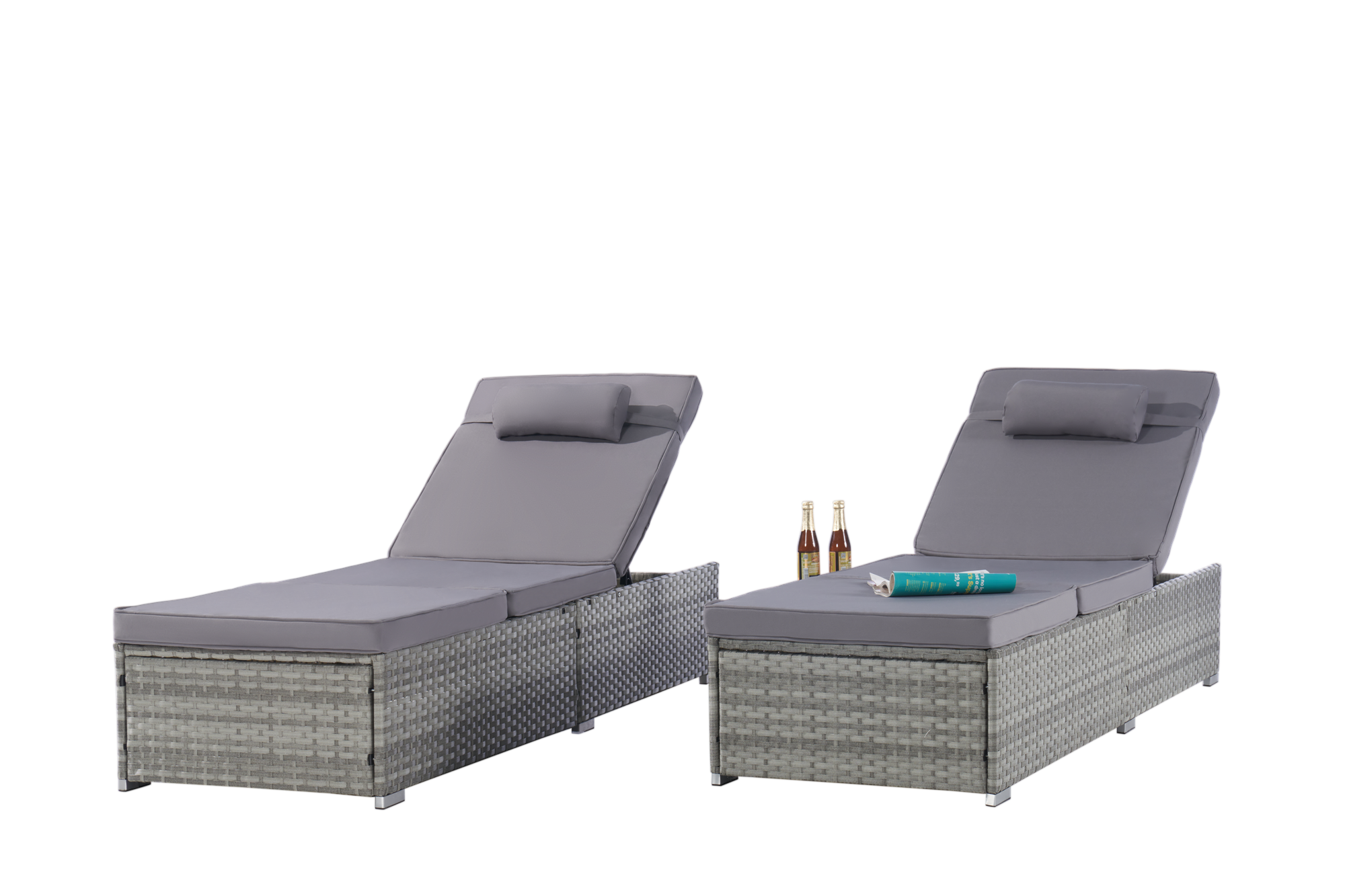 OUTDOOR  SOFA  PE RATTAN FURNITURE  DECK CHAIR GRAY RATTAN