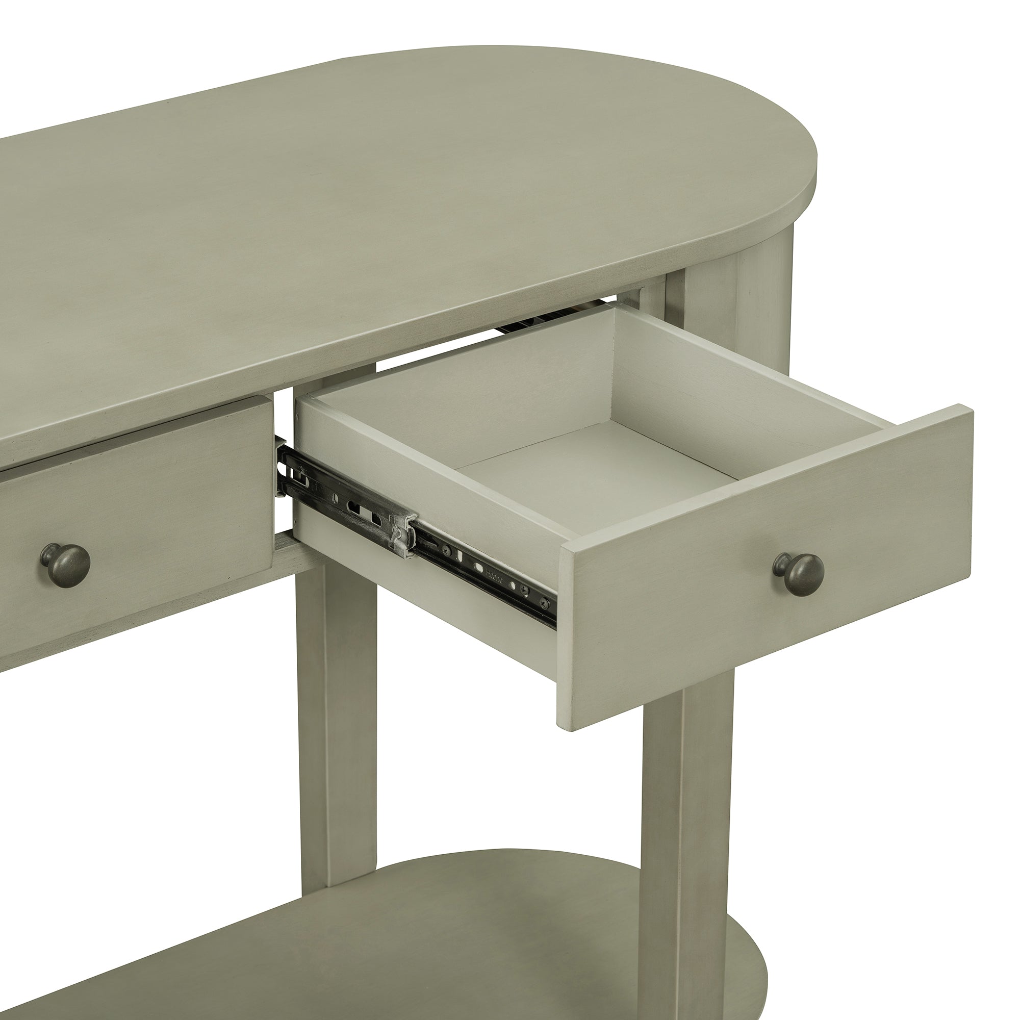 TREXM Elegant Retro Console Table with Curved Design and Smooth Glaze for Entryways, Living Rooms and hallways (Grey)