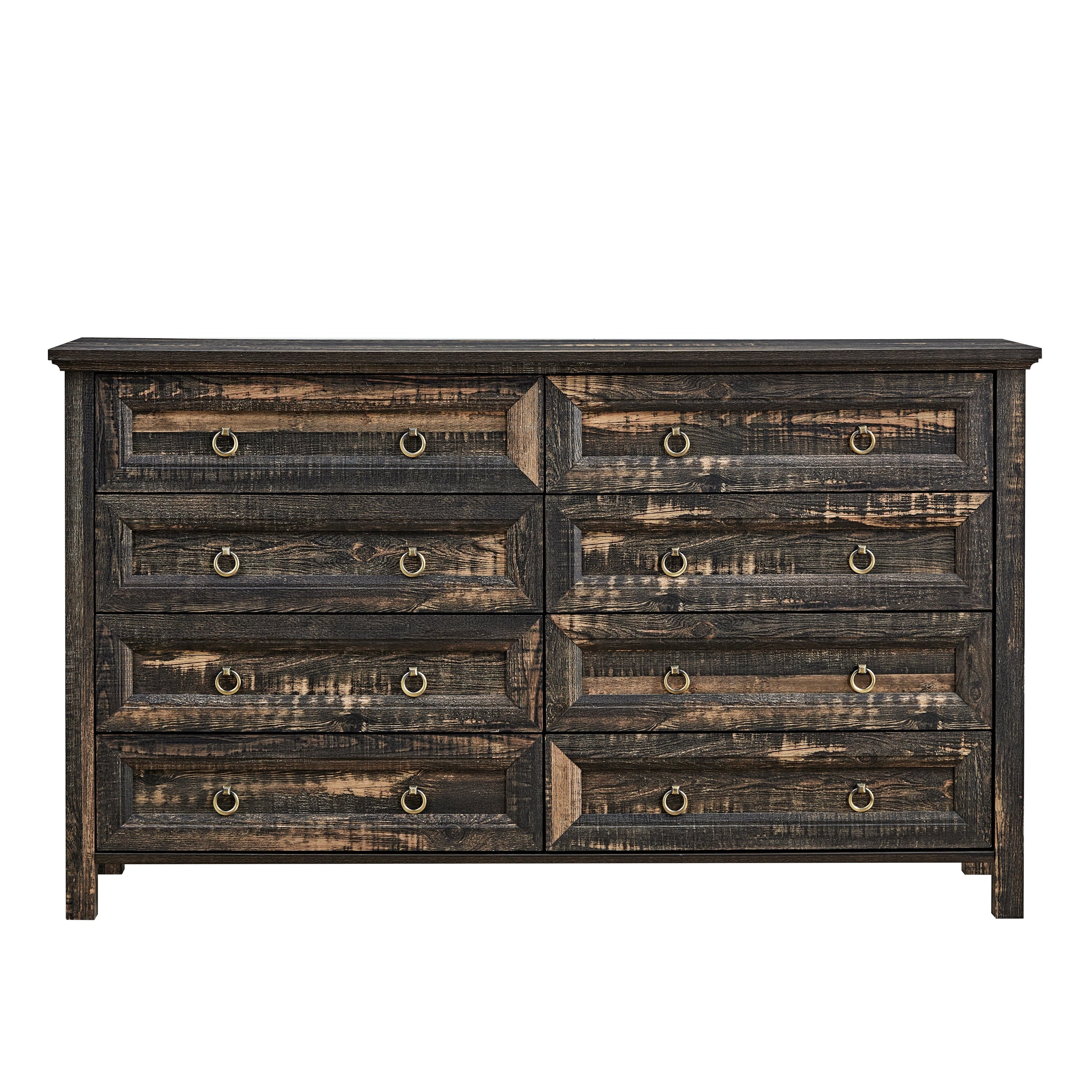 Farmhouse 8 Drawers Dresser Chests for Bedroom, Wood Rustic Wide Chset of Drawers,Storage Dressers Organizer for Bedroom, Living Room,Hallway