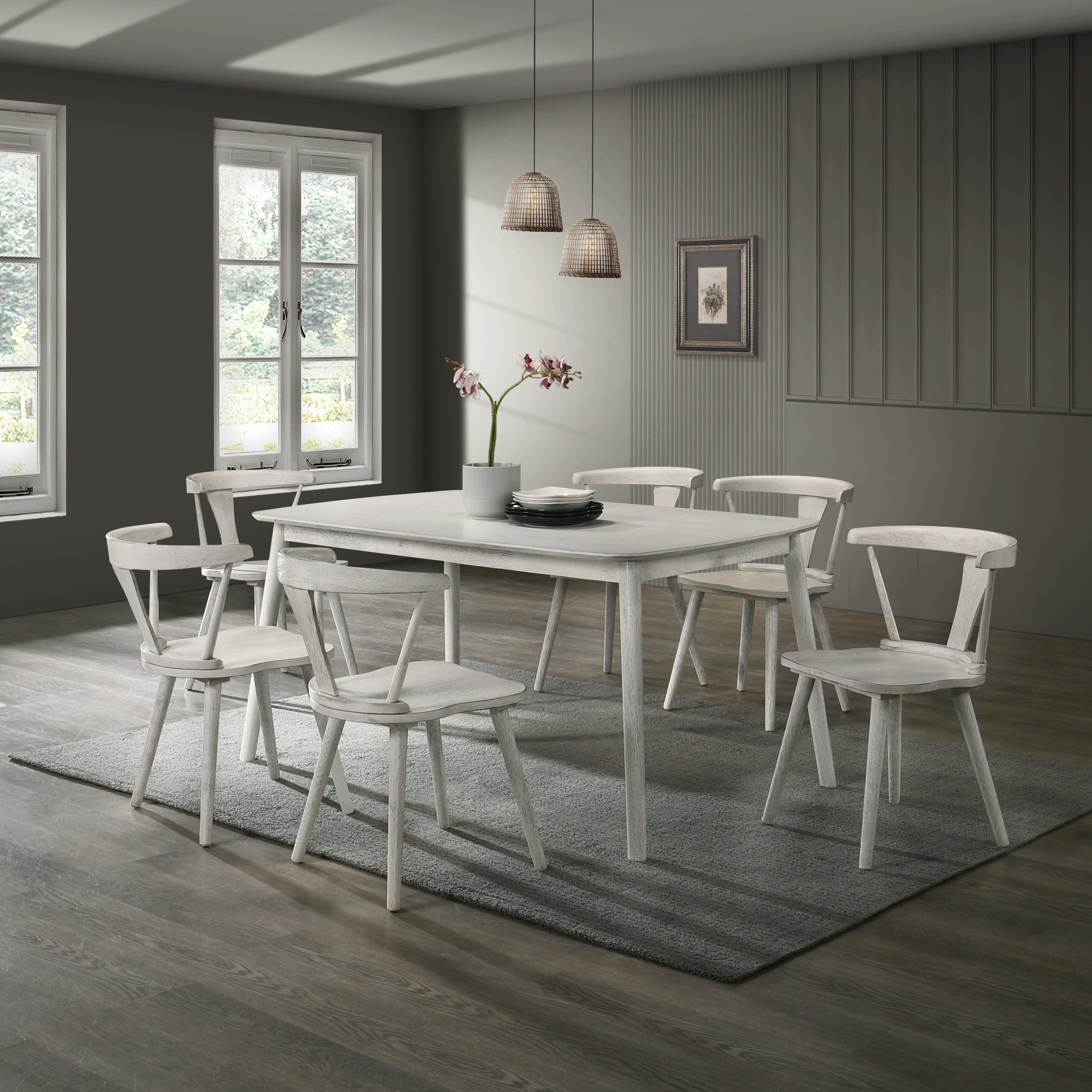 2-Piece Rustic Dining Side Chair Set, Solid Wood Frame, Farmhouse Modern Design, Easy Assembly