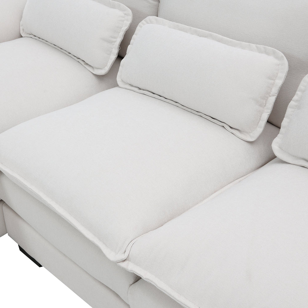 110*55' Modern U-shaped Sectional Sofa with Waist Pillows,6-seat Upholstered Symmetrical Sofa Furniture,Sleeper Sofa Couch with Chaise Lounge for Living Room,Apartment,5 Color