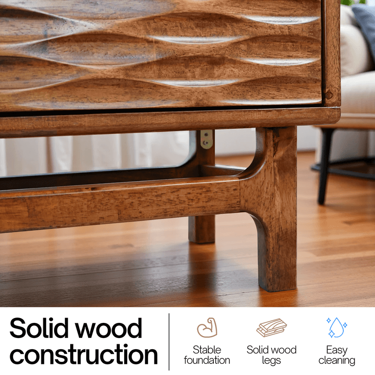 Acacia Elara Solid Wood TV Stand with Storage and Cable Management for TVs up to 80"