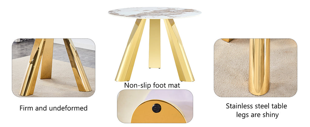 42' Luxury Sintered Stone Table: 0.45' Durable Top + 6' Steel Legs, 350lb Capacity, Stain/Heat-Resistant White/Gray Veined Surface - Modern Minimalist Design