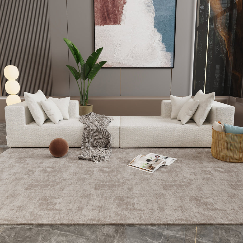 Four seater combination sofa, sofa bed, made of high-density sponge and soft linen fabric, with multiple combination methods (beige)