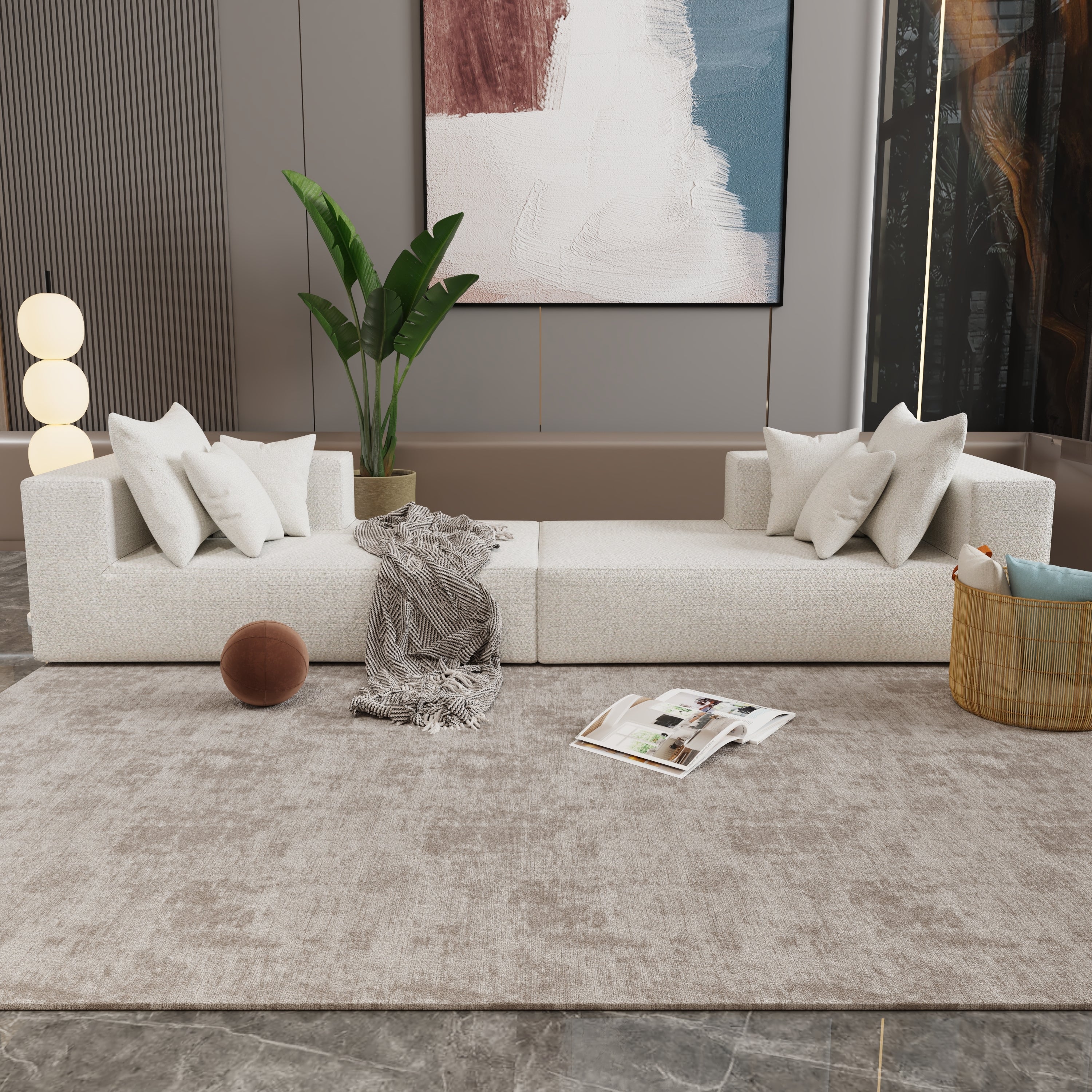 Four seater combination sofa, sofa bed, made of high-density sponge and soft linen fabric, with multiple combination methods (beige)