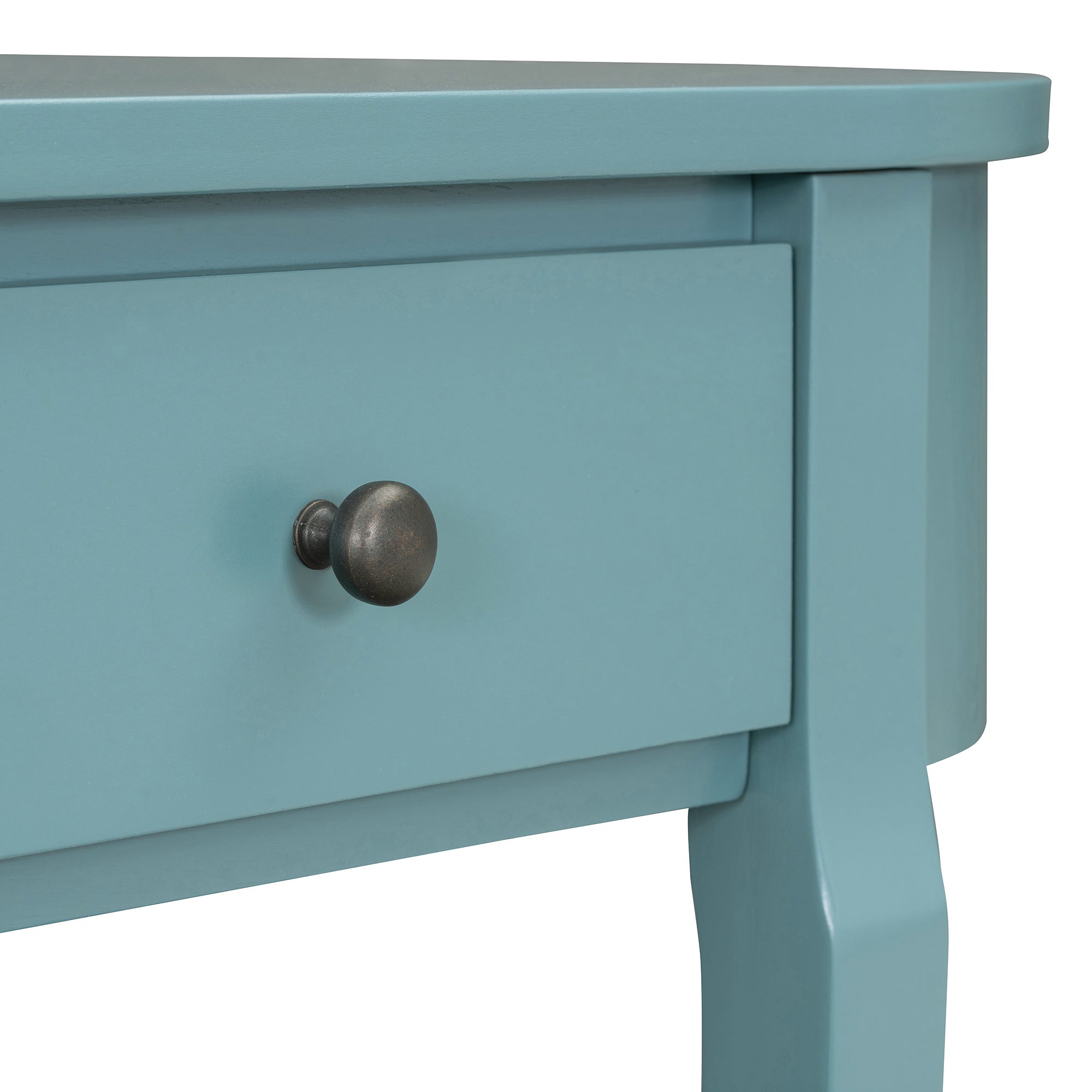 TREXM Elegant Retro Console Table with Curved Design and Smooth Glaze for Entryways, Living Rooms and hallways (Turquoise Green)