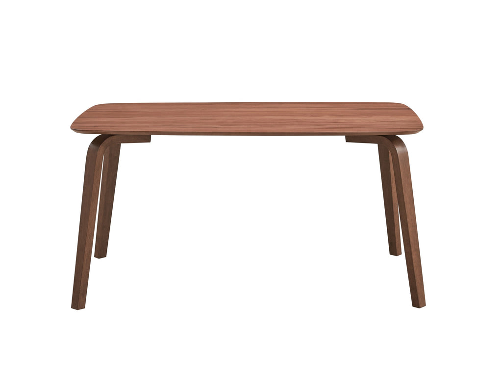 Walnut Finish Modern Contemporary Dining Table 1pc Curved Solid Wood Tapered Legs Wooden Furniture