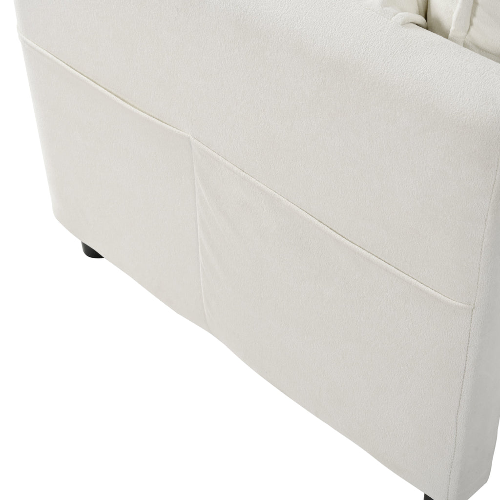 Oversized Deep Seat Sectional Cloud Sofa Sleeper with 3 Ottomans & Soft Pillows, Modular Couch Bed for Living Room, Apartment, DIY Combination Chenille,Beige