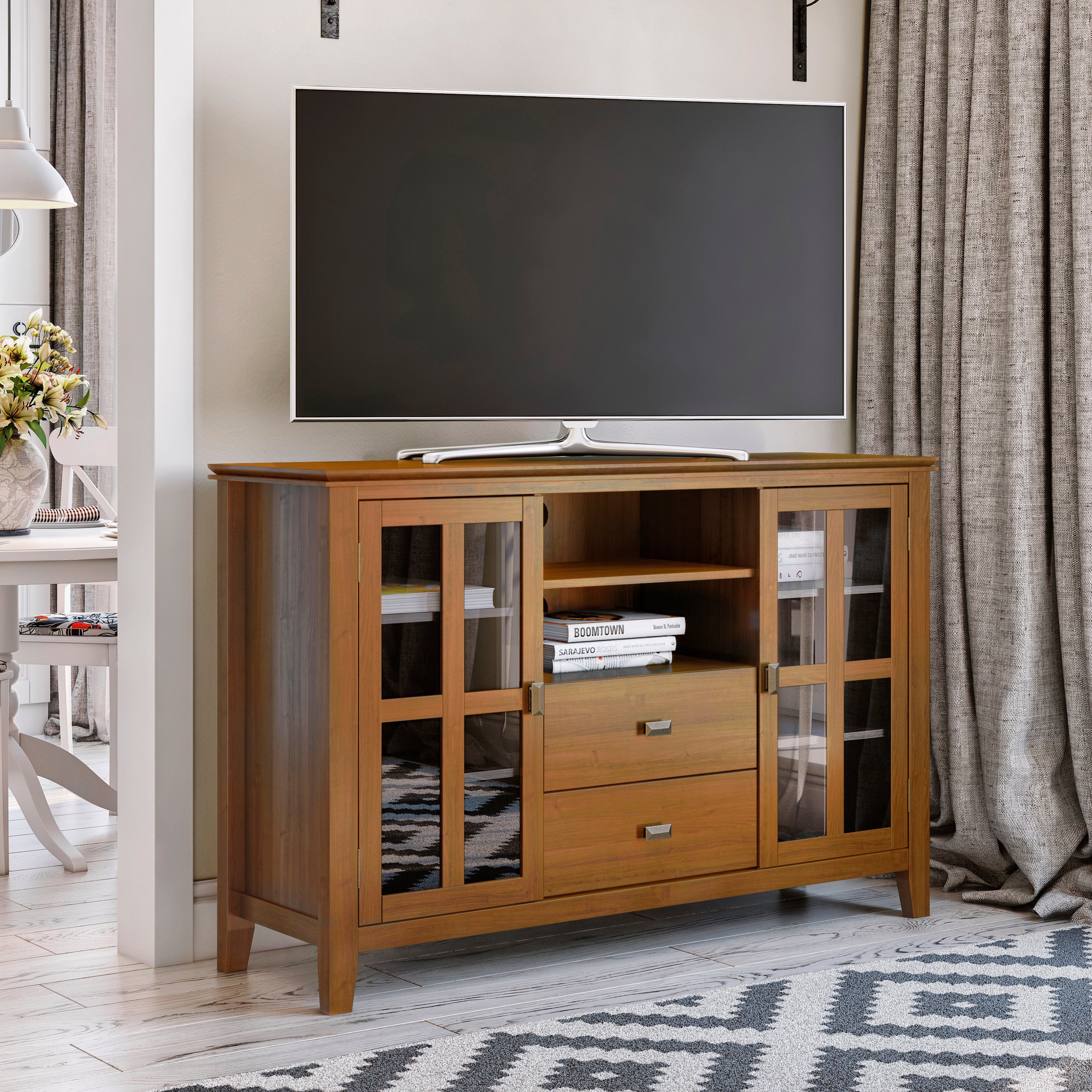 Artisan - Tall TV Media Stand - Honey Brown