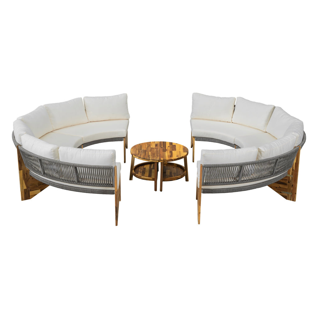 U_STYLE 6 - Person Outdoor Seating Group with Cushions and A Coffee Table(old sku:WY000379AAA)