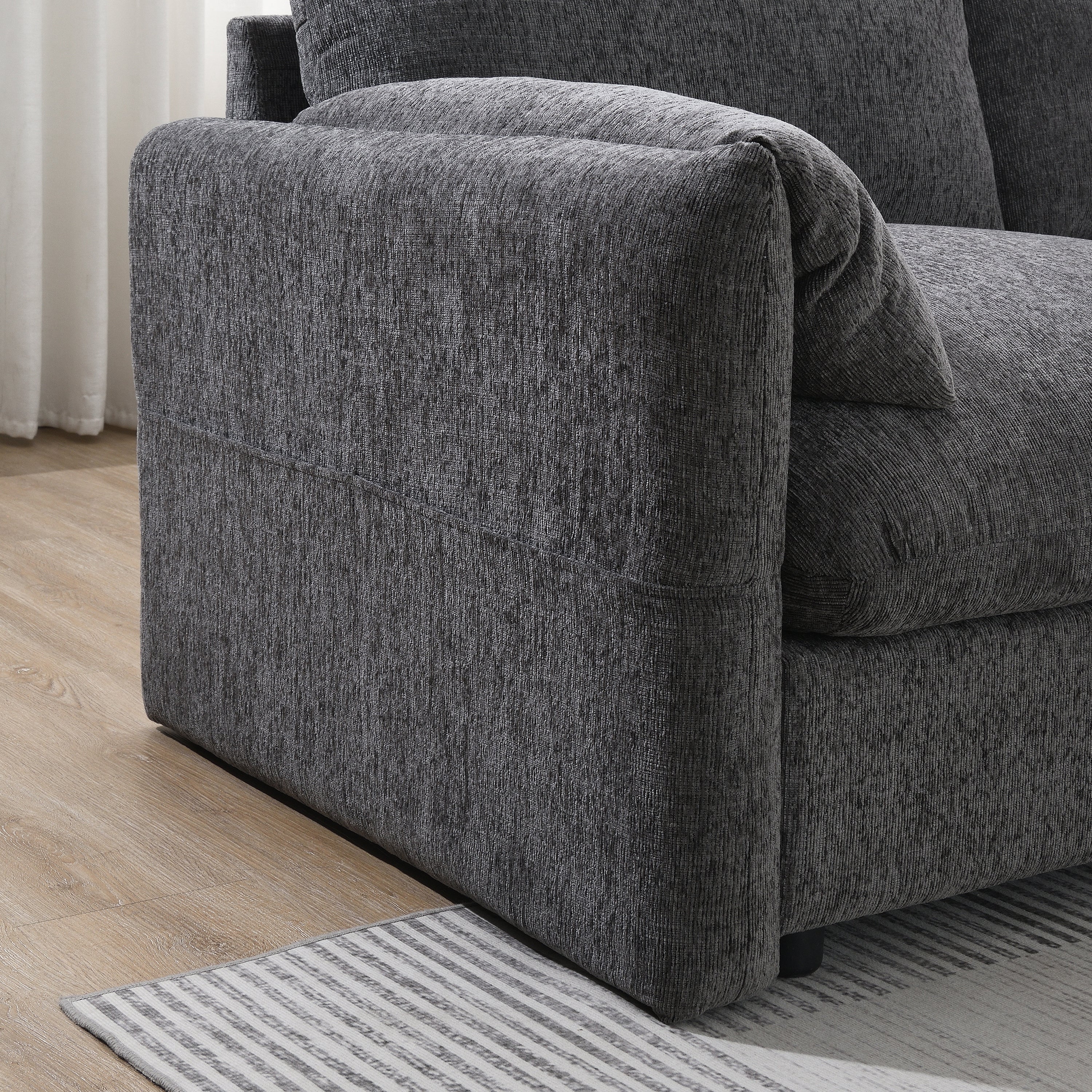 96.5'' Chenille Sectional Sofa with Storage Ottoman and Pockets,Adjustable Phone Holder,Wide Seat,4 Seat L Shaped Couch Set,Comfy Sofa with USB Charger for Living Room,Apartment,3 Colors