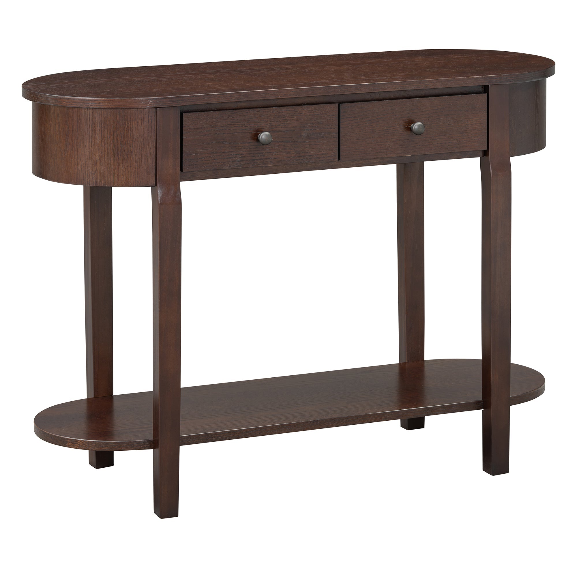 TREXM Elegant Retro Console Table with Curved Design and Smooth Glaze for Entryways, Living Rooms and hallways (Espresso)