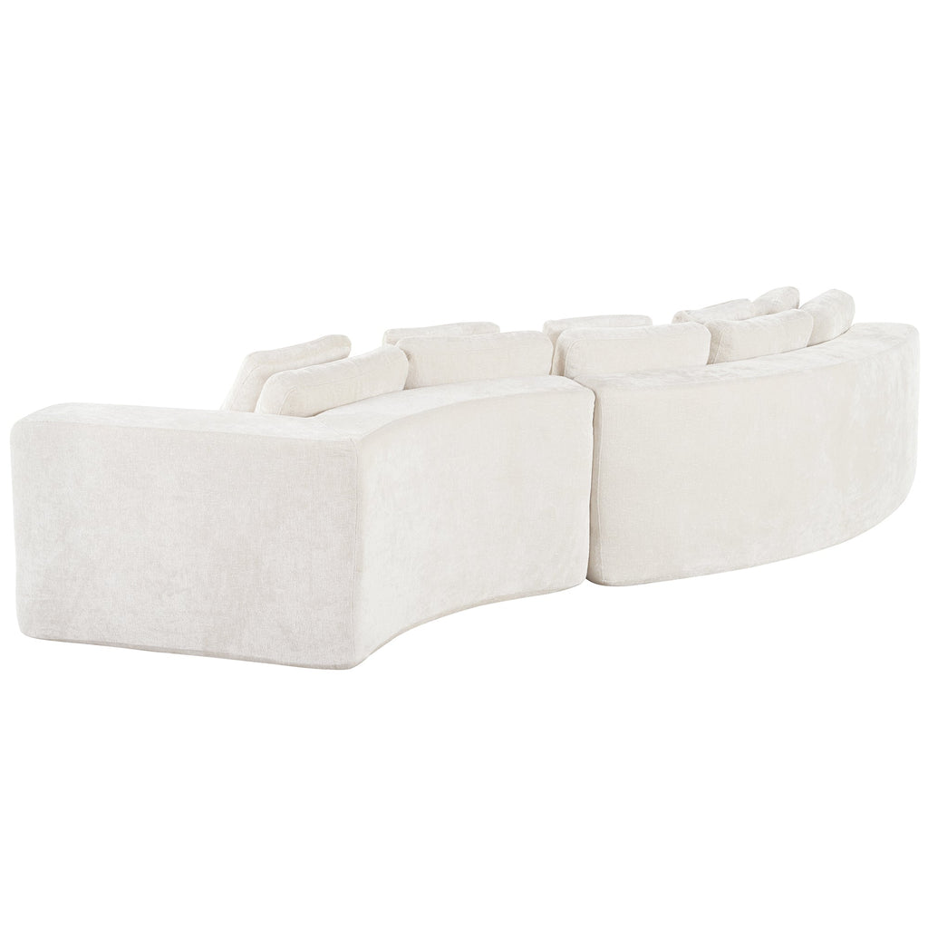 U_Style 115.7' Pure Foam Modular Sofa, 2-Piece Set with 5 Cushions, 4-Seater, Chenille Jacquard Fabric, Curved Design, No Assembly Required, Soft Upholstered Sofa for Living Room & Bedroom
