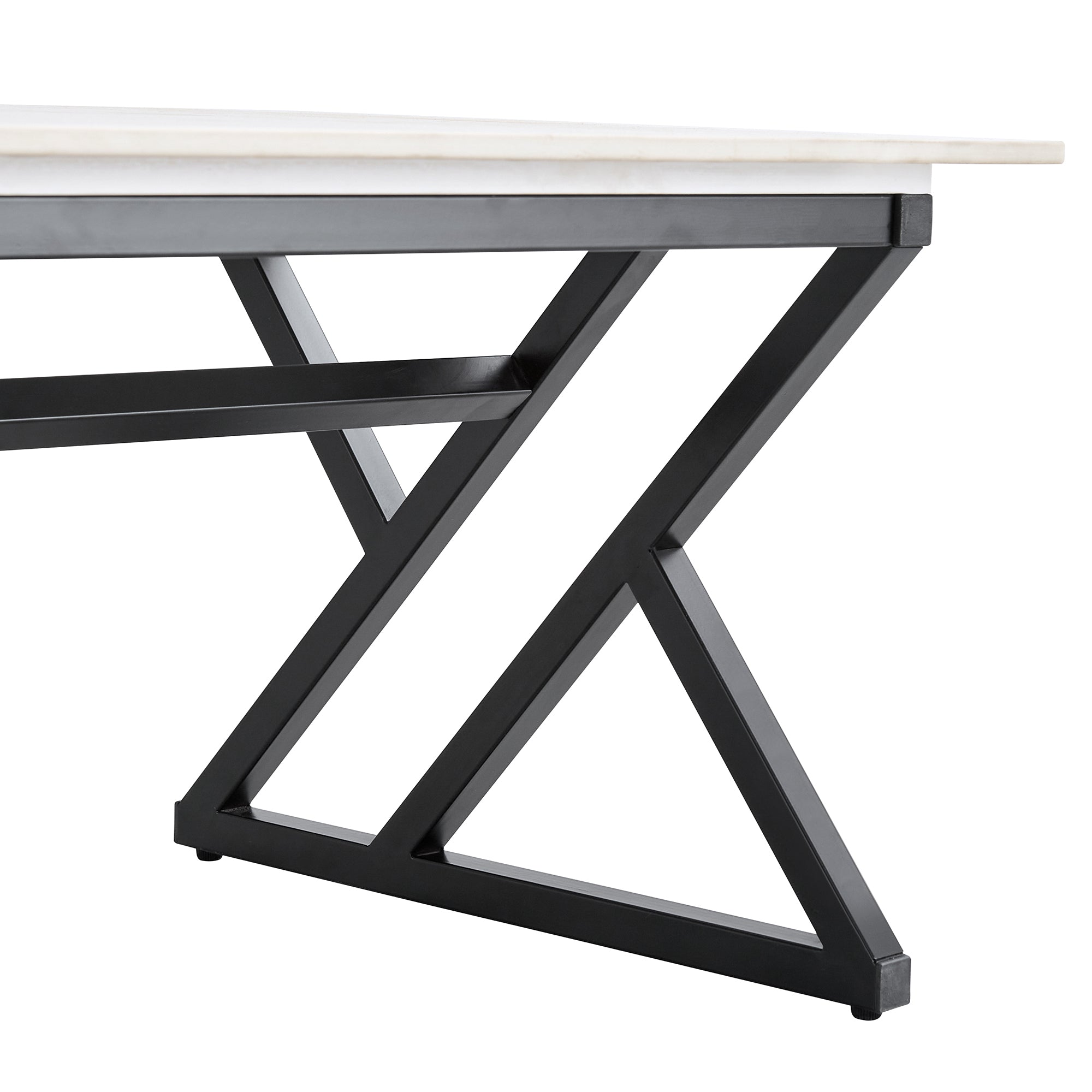 A coffee table made of rock slab material, with a smooth and natural surface that complements the modern design of the black metal legs, making it suitable for living rooms of all sizes.47*23.6