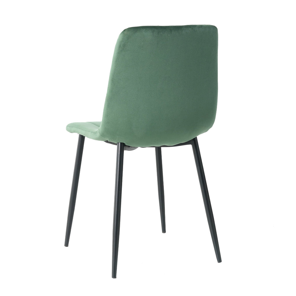 Indoor green velvet dining chair, modern kitchen dining chair with backrest, Black painted chair legs, Family Kitchen Dining Room and living room (set of 2)