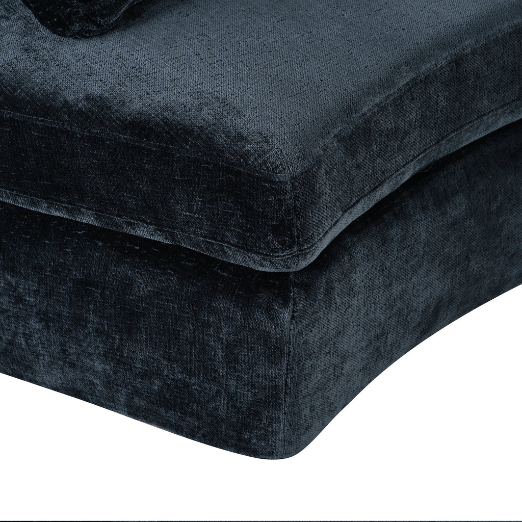 U_Style 115.7' Pure Foam Modular Sofa, 2-Piece Set with 5 Cushions, 4-Seater, Chenille Jacquard Fabric, Curved Design, No Assembly Required, Soft Upholstered Sofa for Living Room & Bedroom
