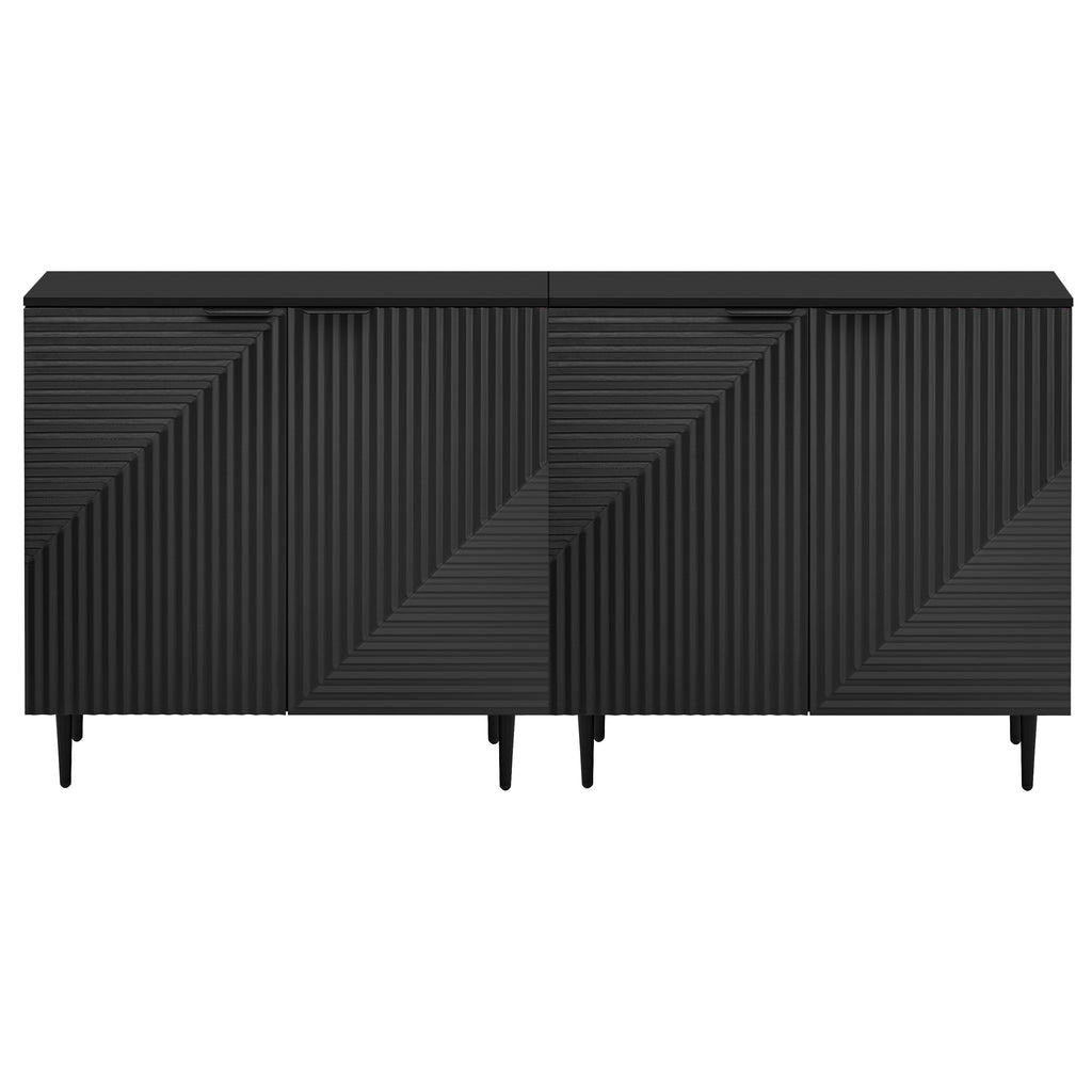 Mirod Set of 2 Modern Minimalist Side Cabinets,Versatile Storage Solution,Adjustable Shelves,Stylish Geometric Door Design,Perfect as TV Stand