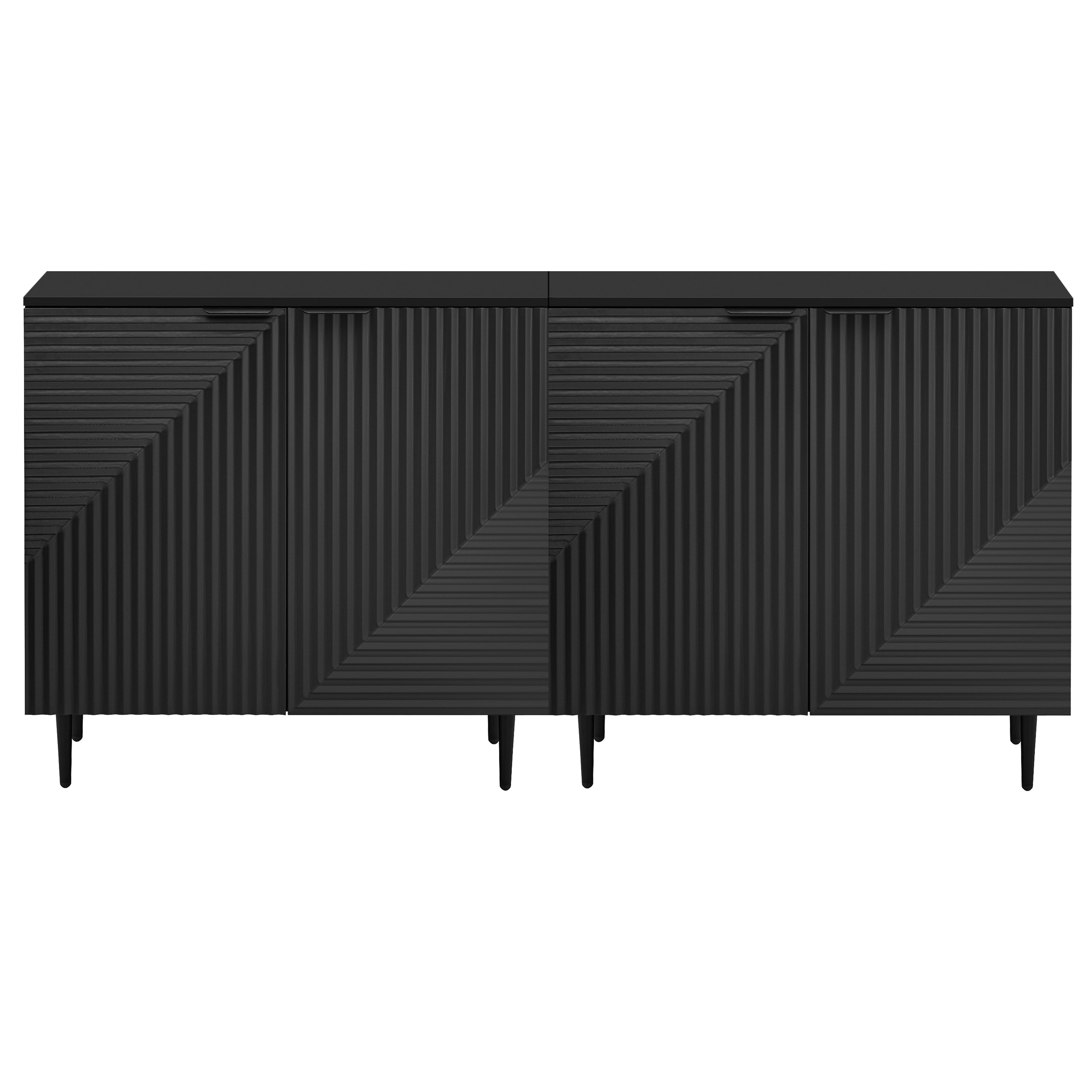 Mirod Set of 2 Modern Minimalist Side Cabinets,Versatile Storage Solution,Adjustable Shelves,Stylish Geometric Door Design,Perfect as TV Stand