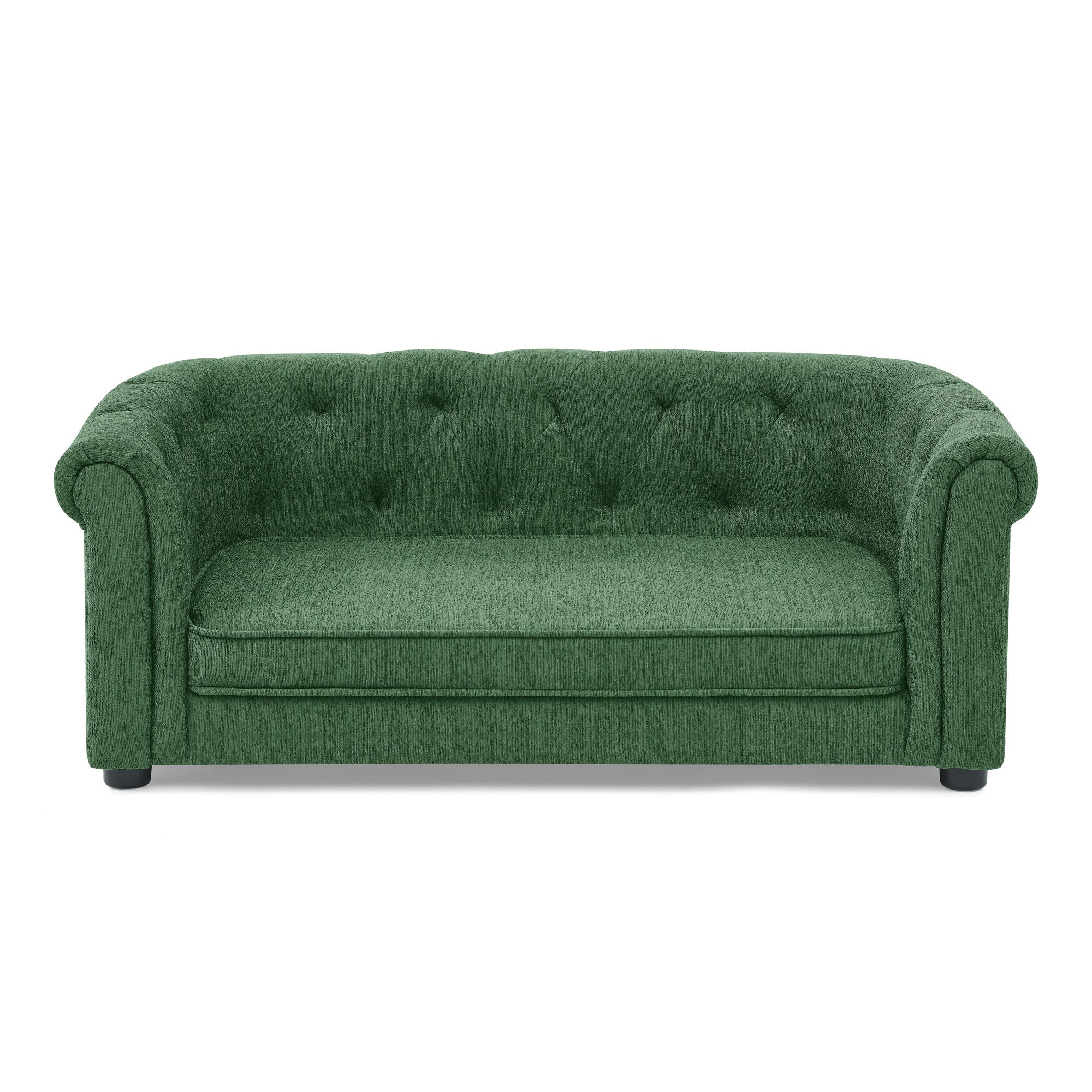Pet sofa with arc-shaped backrest and armrests, contemporary rectangular pet sofa crafted from breathable linen  cozy soft cushion dog sofa --GREEN