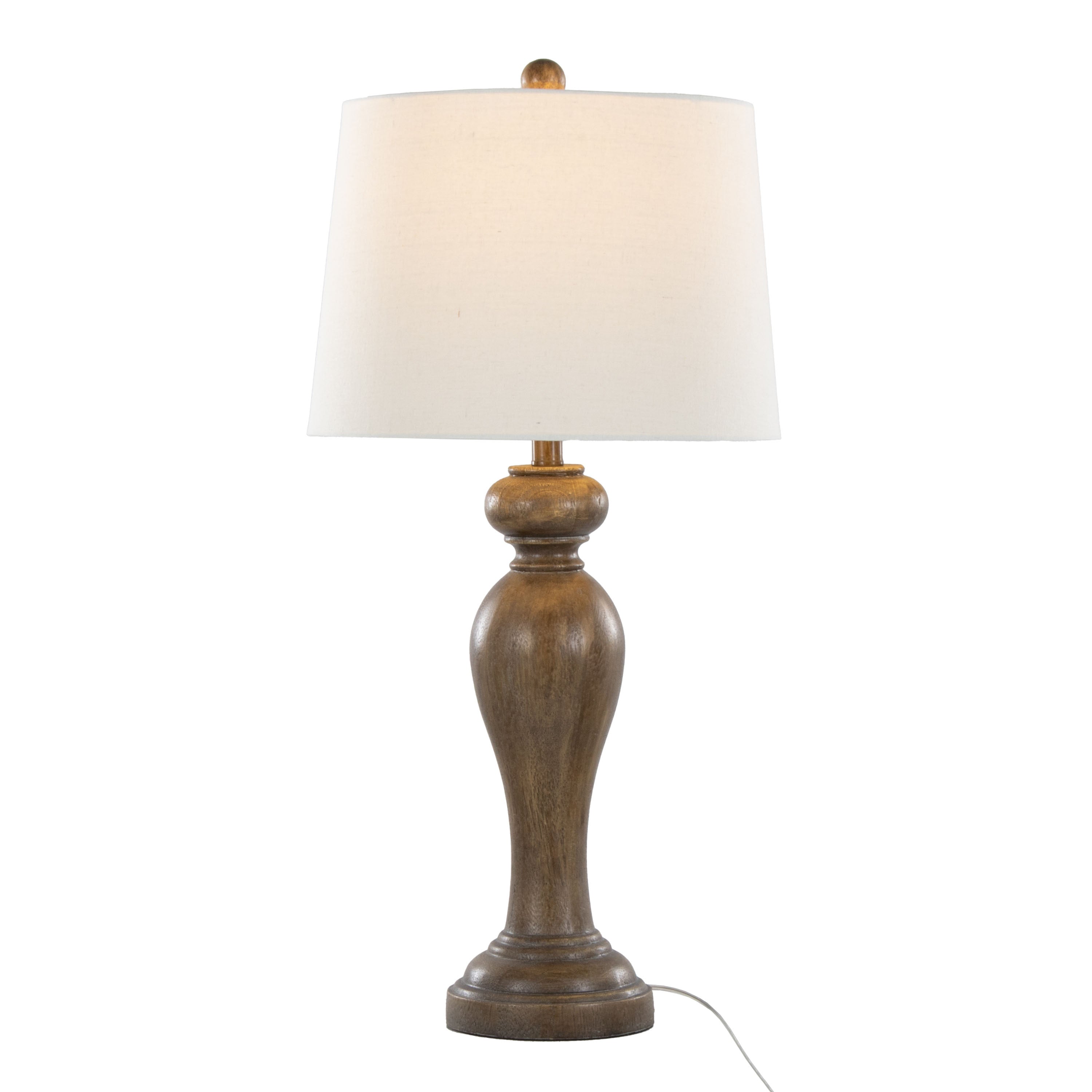 Peppa 31' Contemporary Polyresin Table Lamp in Opal Grey Polyresin with Off-White Linen Shade from Grandview Gallery by LumiSource - Set of 2