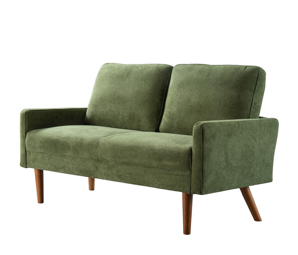 Velvet Loveseat Sofa, European Style with Sleek Design, Modern & Vintage Flair, Upholstered 2 Seater Couch, Chic Living Room Furniture Seating for Home, Apartment or Office, Green