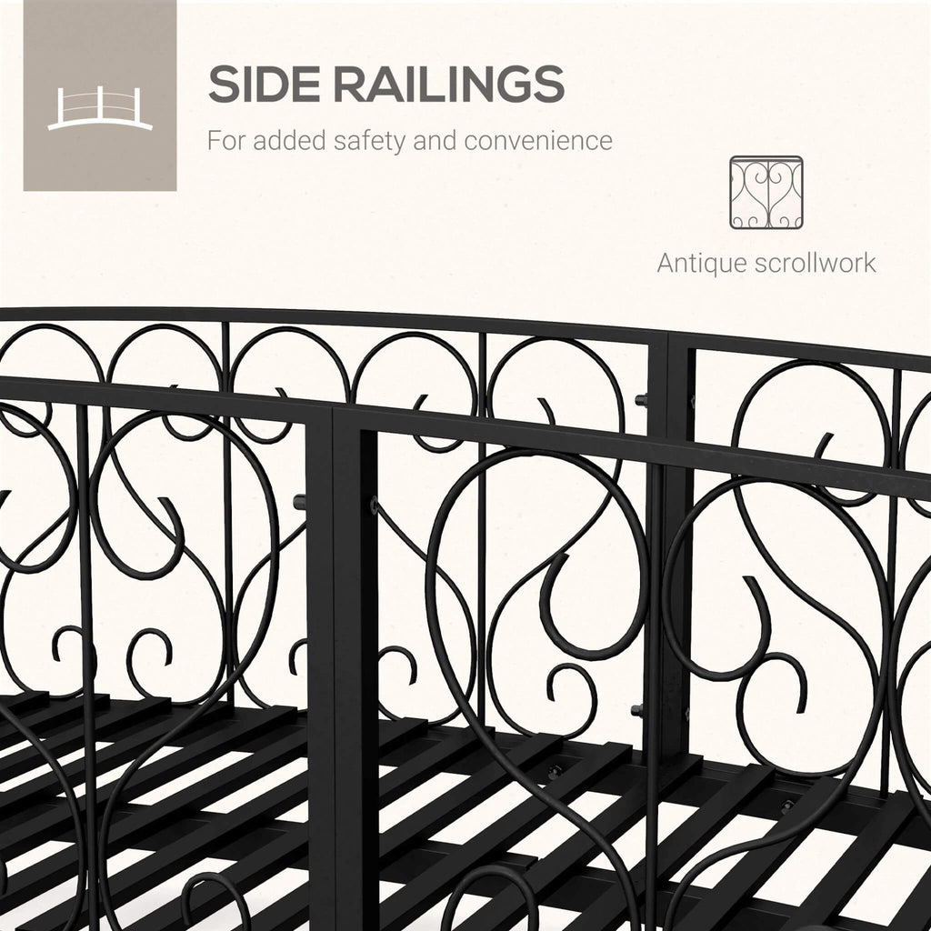 7FT Decorative Metal Arch Footbridge Garden Bridge With Safety Siderails (SAK53829)