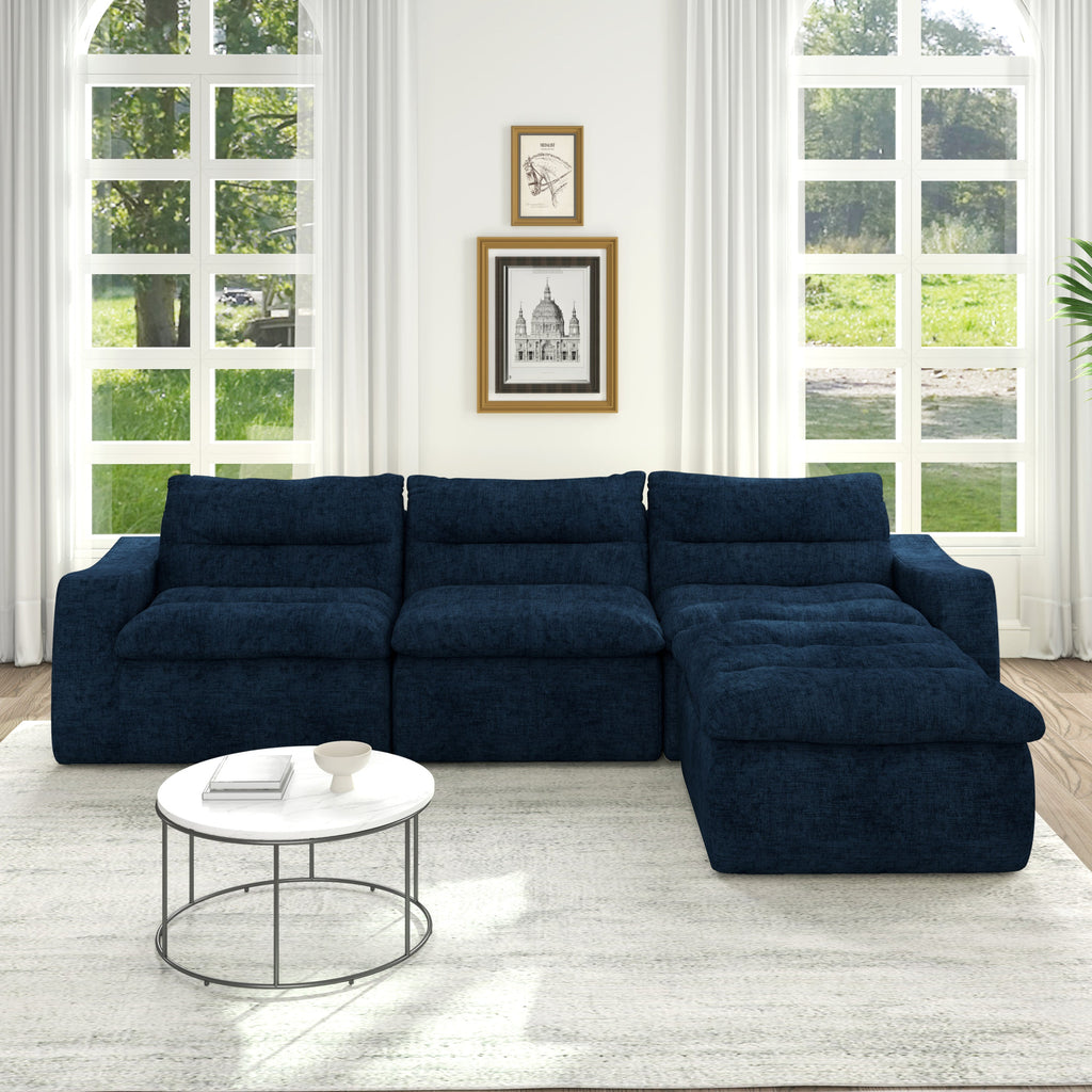 Right sofa seat, L-shaped modular combined sofa, compressed combined sofa, modern lazy style comfortable beanbag sofa-Blue
